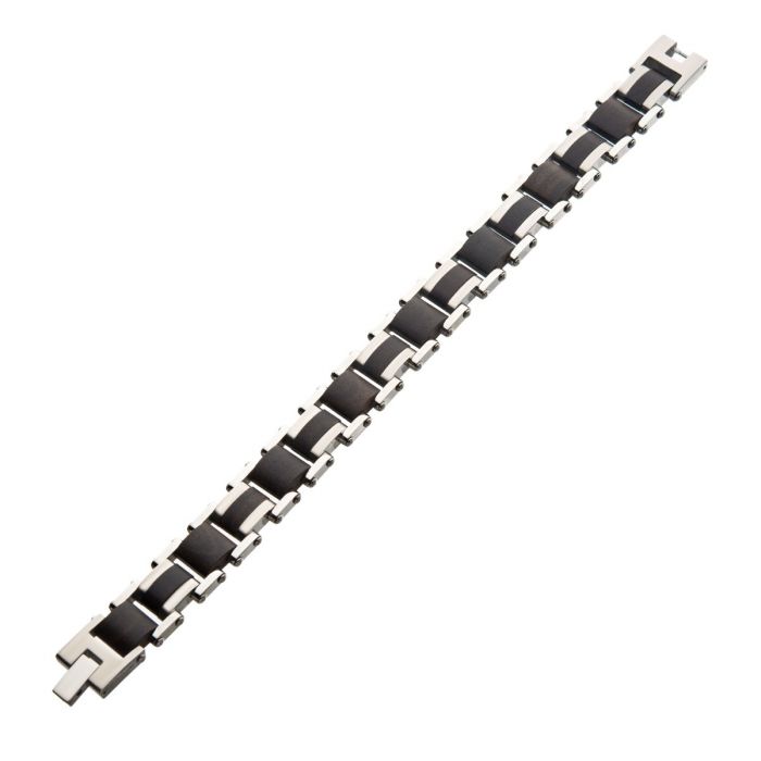 Stainless Steel and Ebony Wood Link Bracelet - Image 4