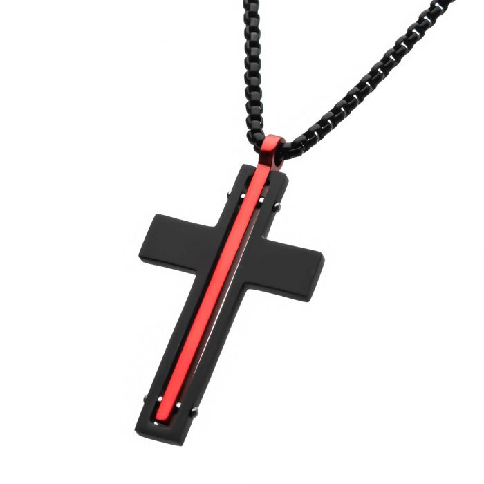 Thin Red Line Cross Pendant - Image 2