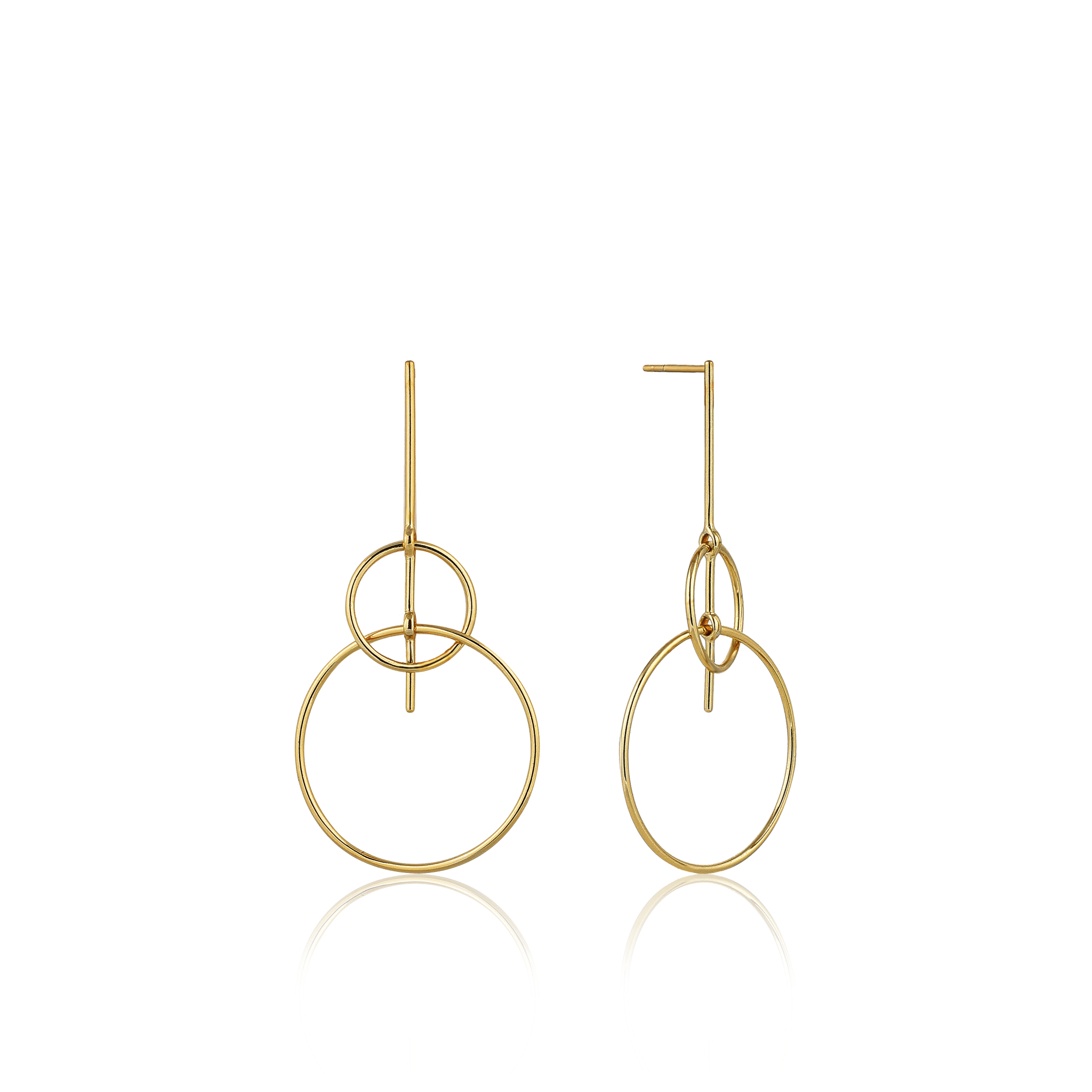 Gold Toned Solid Drop Earrings by Ania Haie