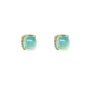 Cabochon Chalcedony Stud Earrings