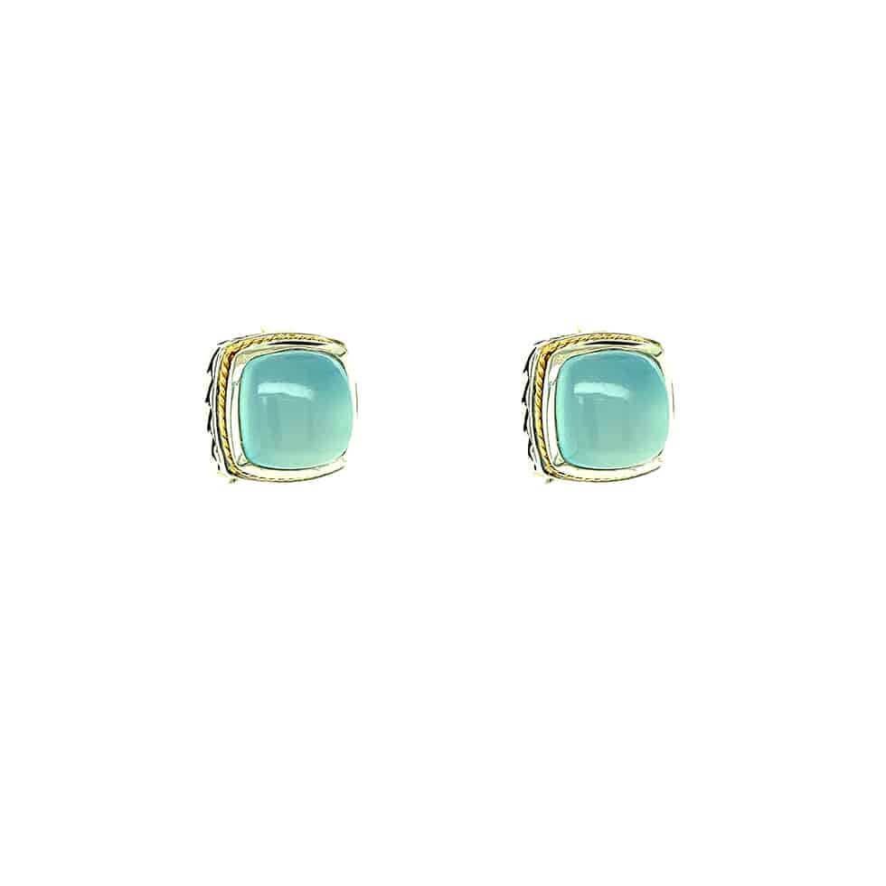 Cabochon Chalcedony Stud Earrings - Jewelry By Designs