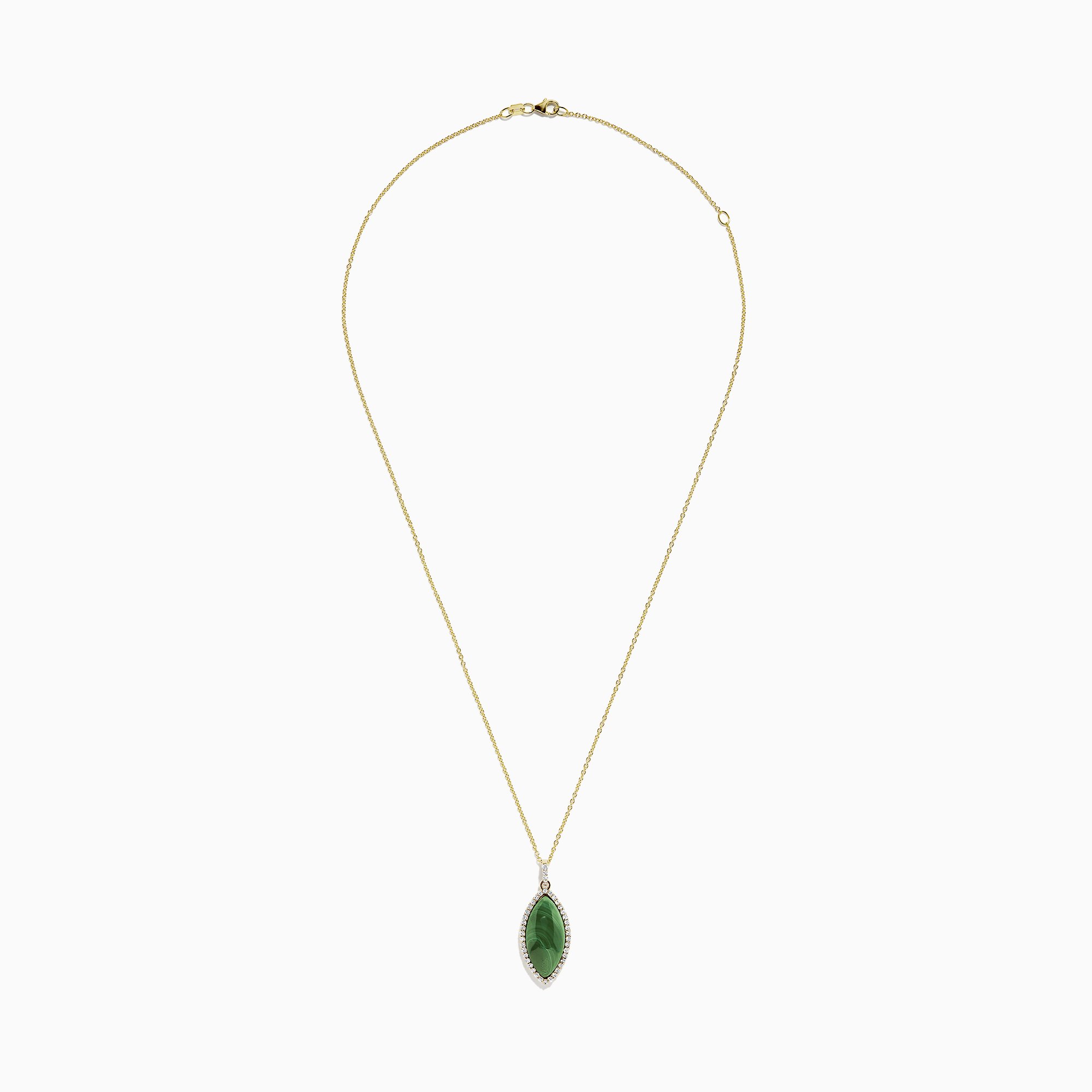 Yellow Gold Marquise Malachite Pendant by Effy - Image 2