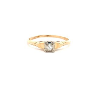Estate Old European Cut Diamond Ring in 14k White and Yellow Gold