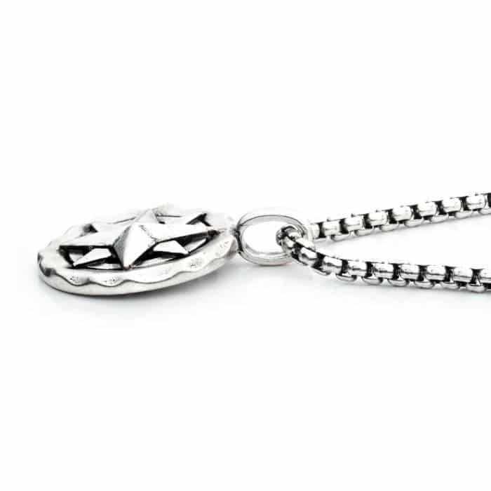 Sterling Silver Compass Pendant Necklace