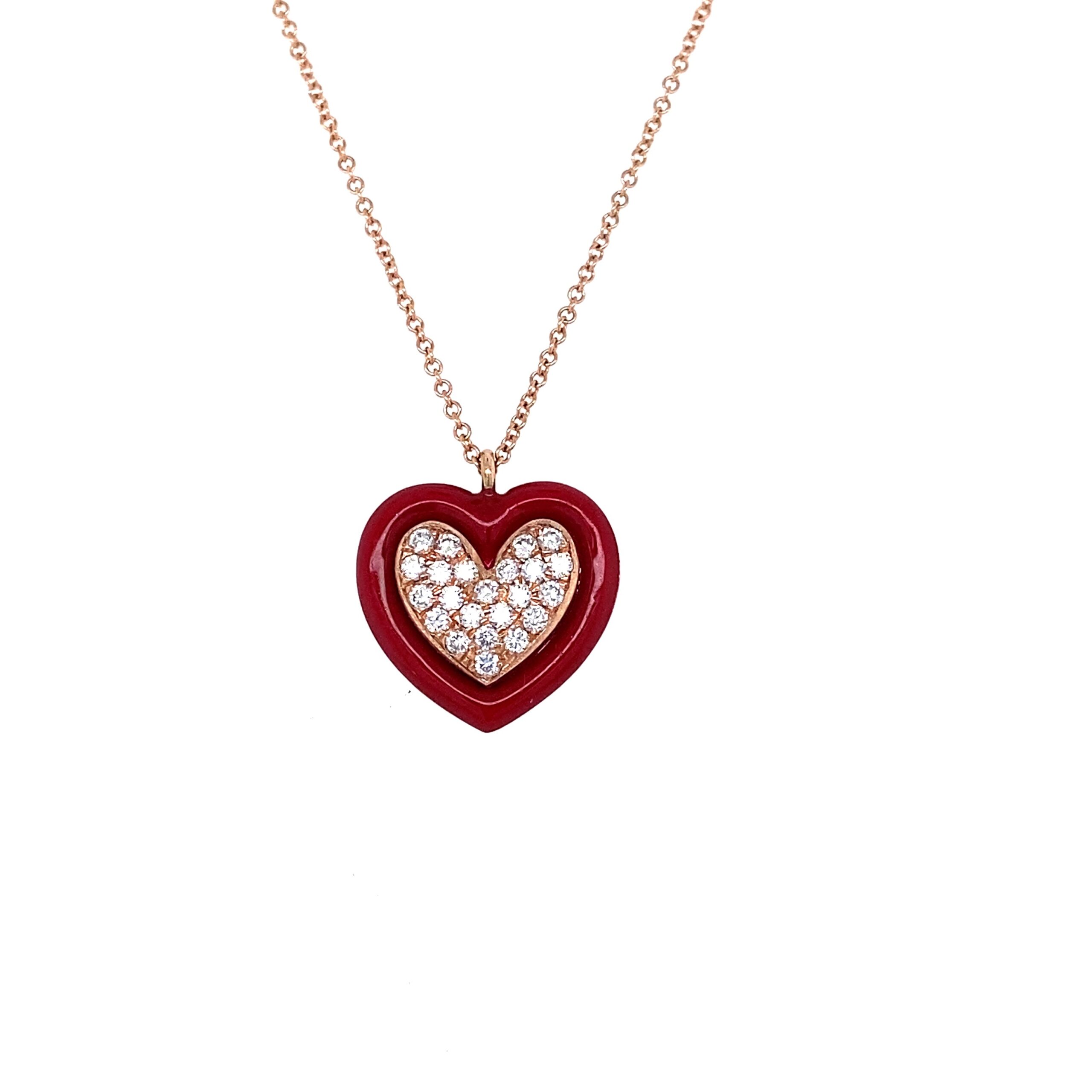 Benita red enamel heart necklace in 18k of gold plated – Raf Rossi Gold  Plated