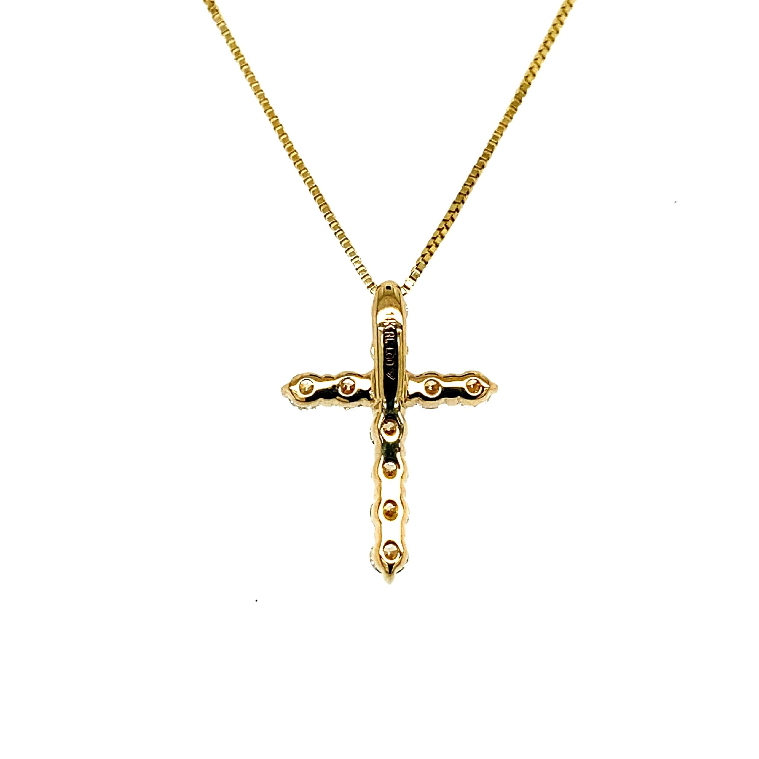 Italian yellow 14k gold Catholic Cross & Anchor chain