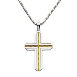 Two-Tone Cross Pendant Necklace