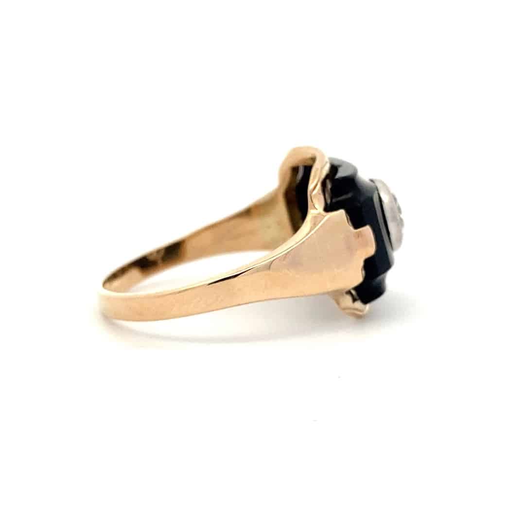 Amazon.com: Art Deco Style Black Onyx Engagement Ring Set For Women 1 CT  Yellow White Rose Gold Black Onyx Wedding Ring Set Unique Wedding Ring Set  Anniversary Ring Set Women Promise Ring