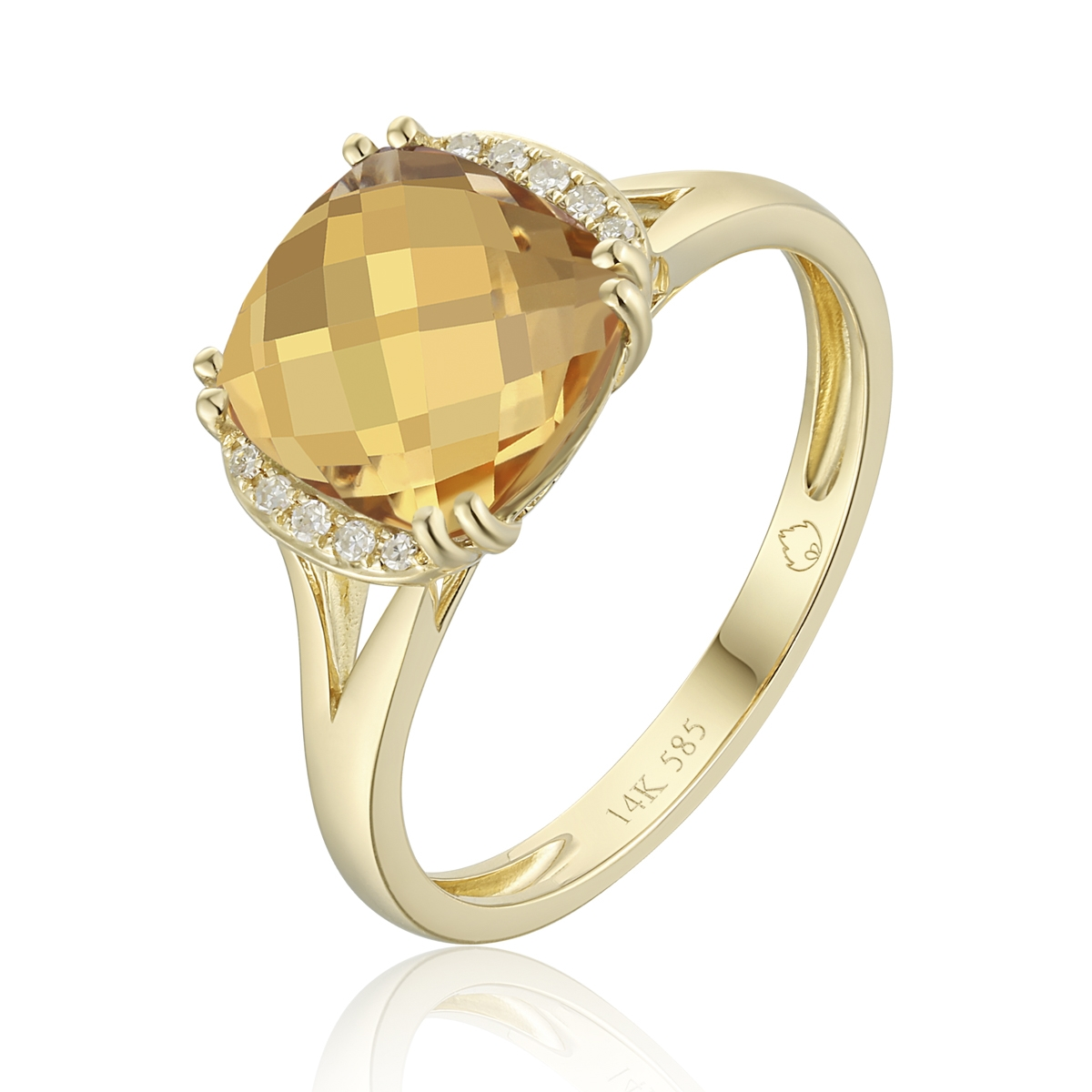 Citrine Engagement Ring Yellow Gold Cushion Cut Women Diamond Birthstone  Halo Half Eternity Anniversary Gift Ring Promise Wedding Bridal - Etsy