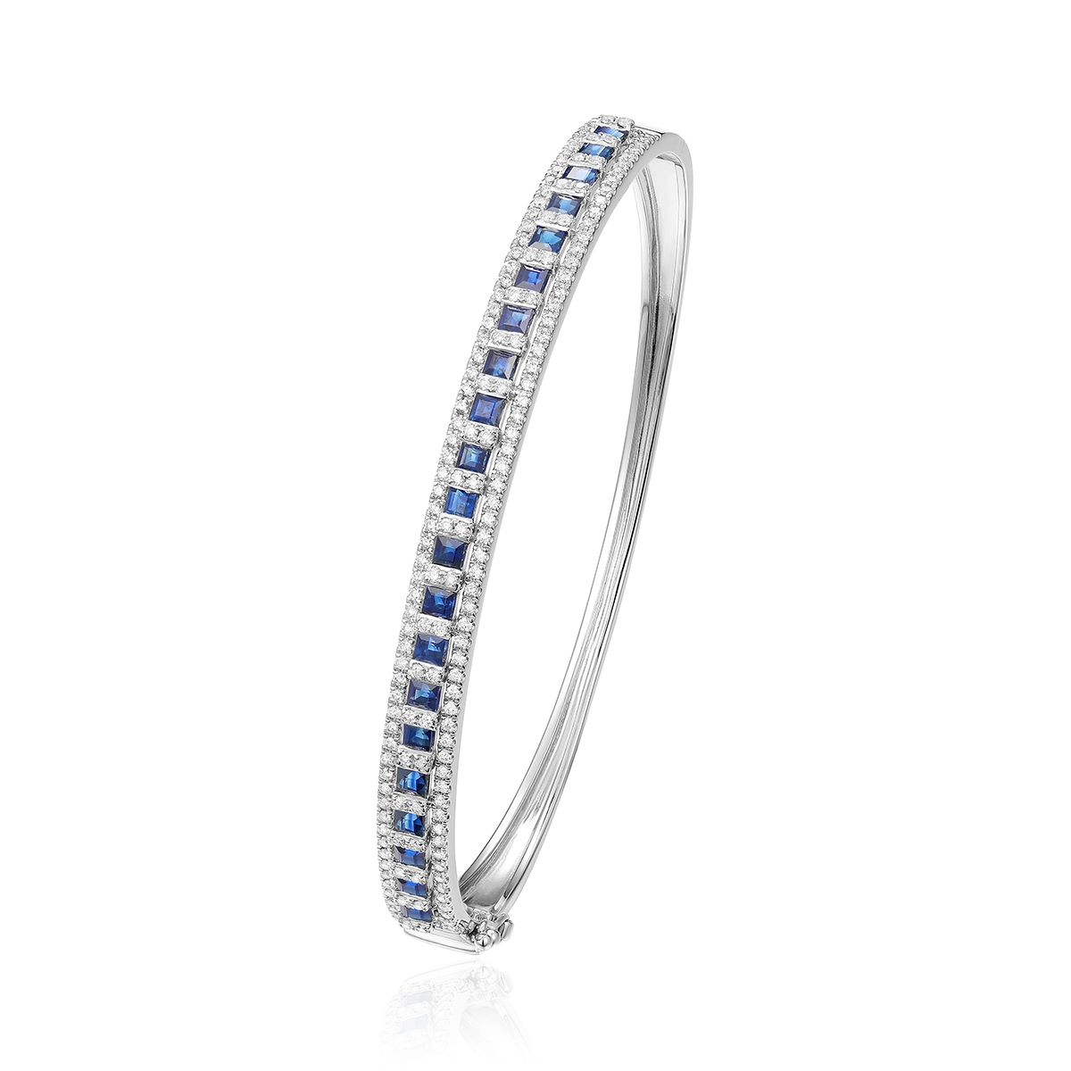 Locking Cage Bracelet | White Gold with Ombre Blue Sapphires on Latera -  Rachel Katz Jewelry