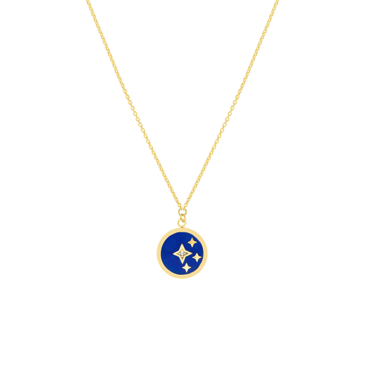 Blue Enamel and Diamond Celestial Necklace