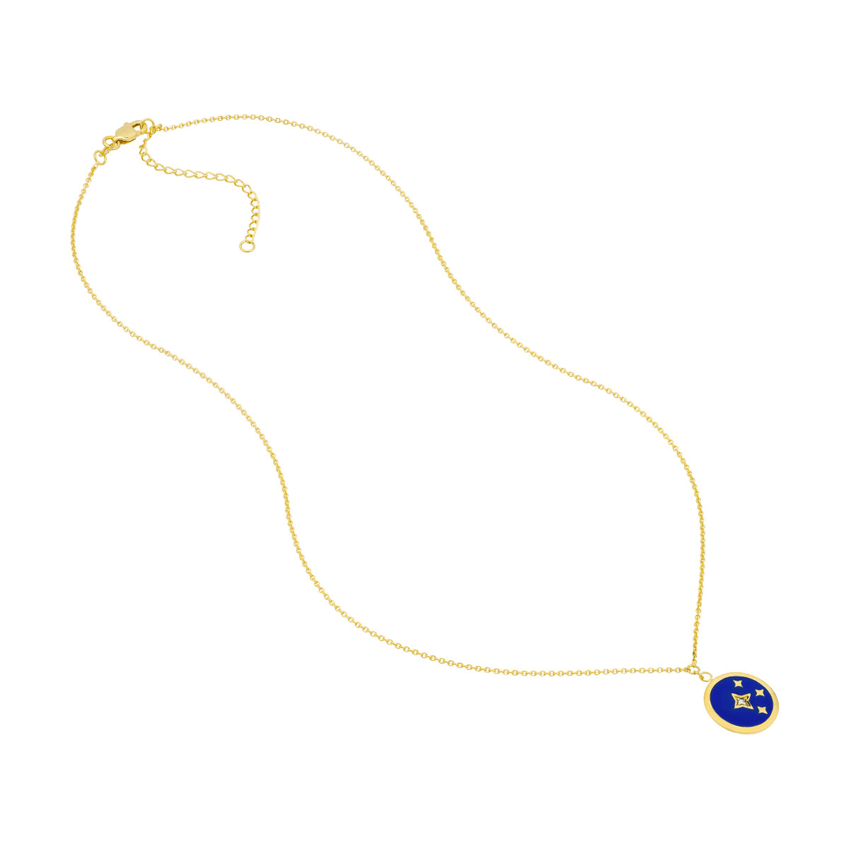 Blue Enamel and Diamond Celestial Necklace