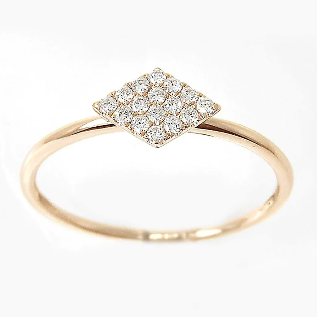 14K Rose Gold Diamond Cluster Diamond Shape Ring
