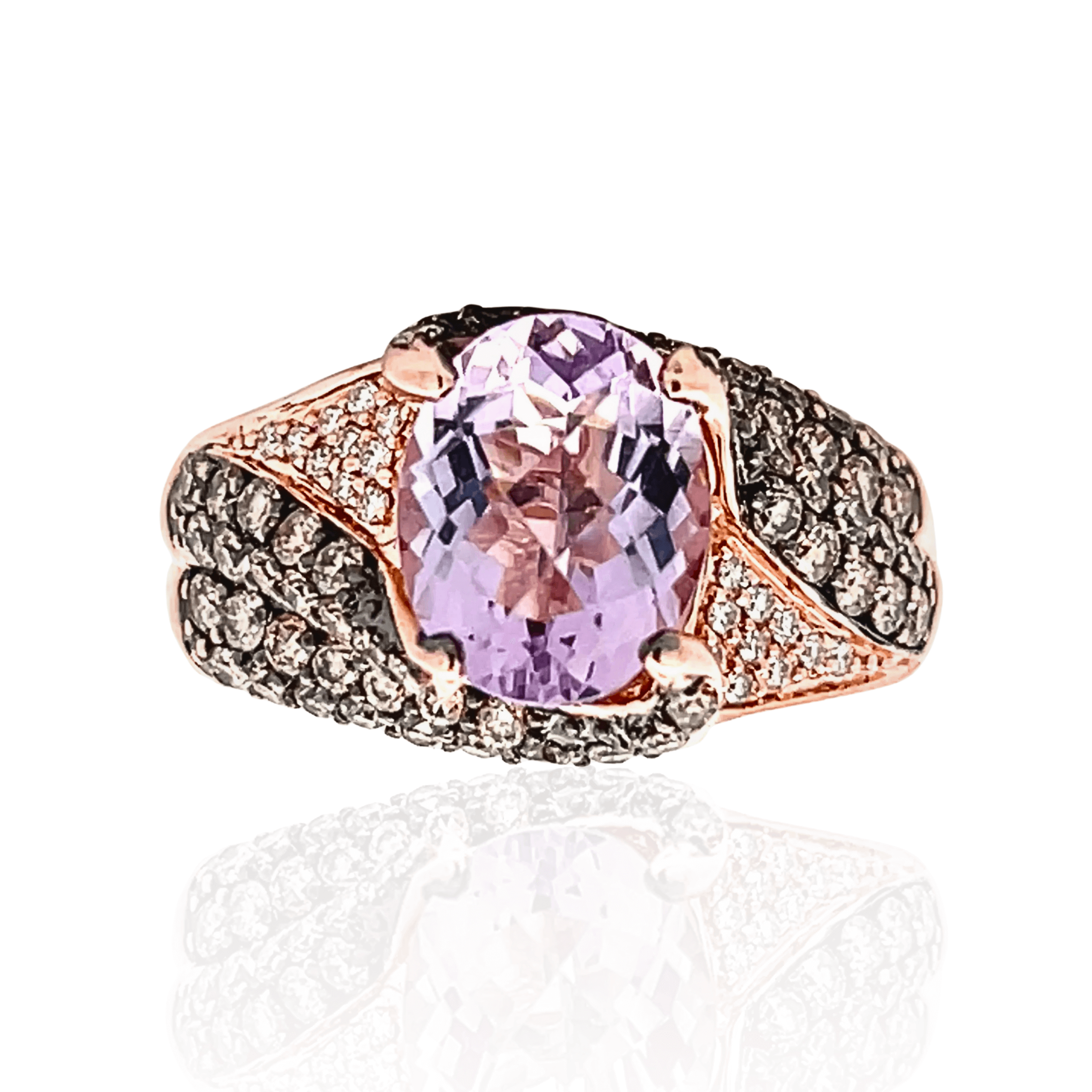 Estate 14K Rose Gold Amethyst & Diamond Le Vian Ring