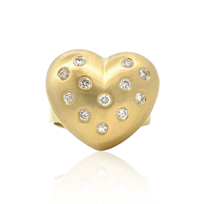 Estate 18K Yellow Gold 0.66ctw Diamond Heart Statement Ring