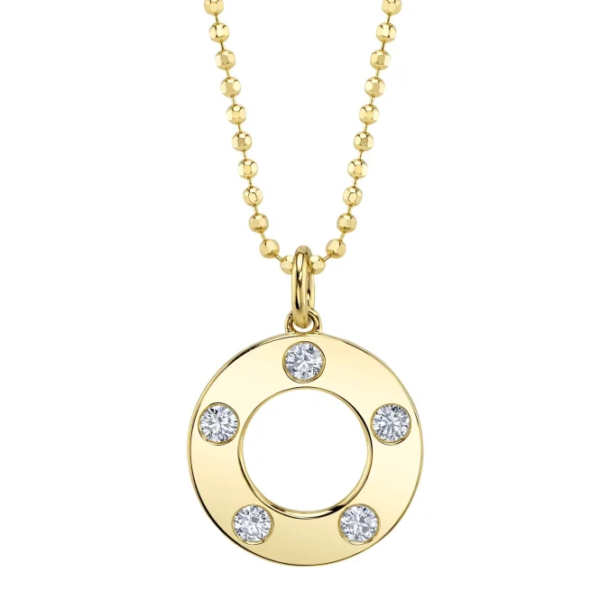 14K Yellow Gold 0.24ctw Diamond Circle Pendant Necklace by Shy Creation