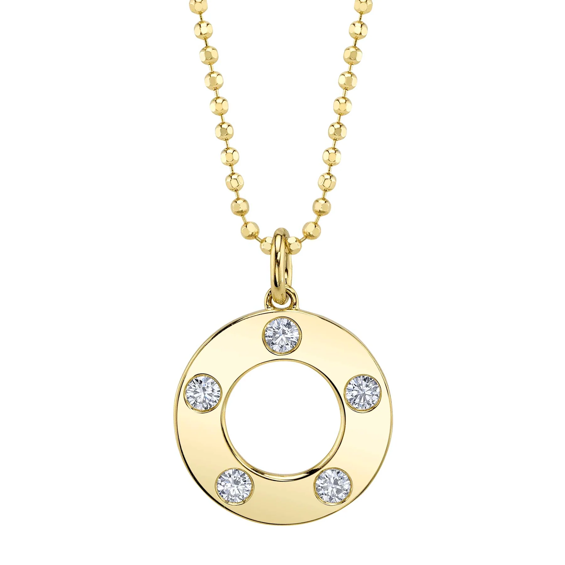 14K Yellow Gold 0.24ctw Diamond Circle Pendant Necklace by Shy Creation