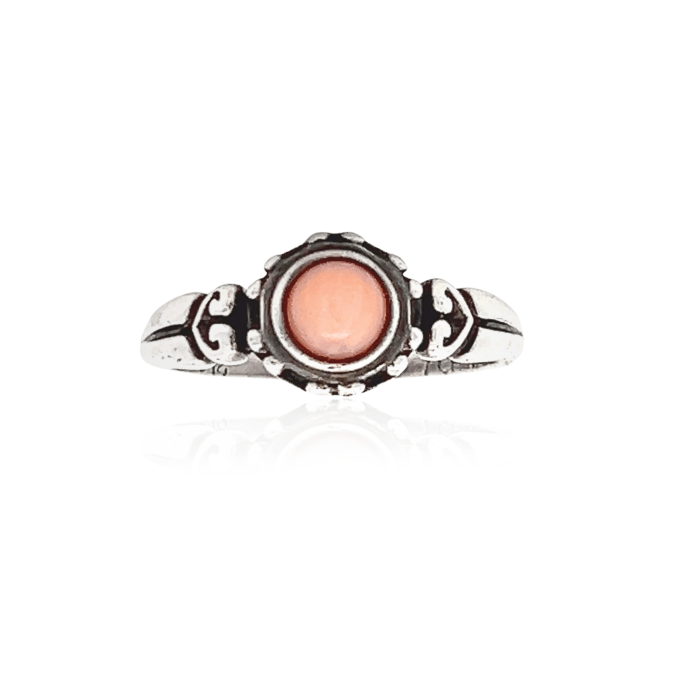 Estate Sterling Silver Coral Ring