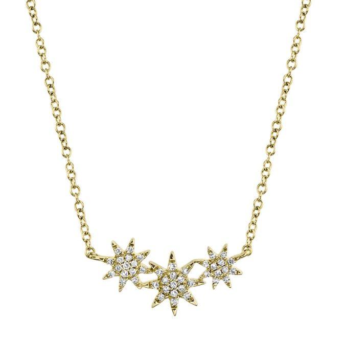 14k Yellow Gold Diamond Star Necklace by Shy Creation