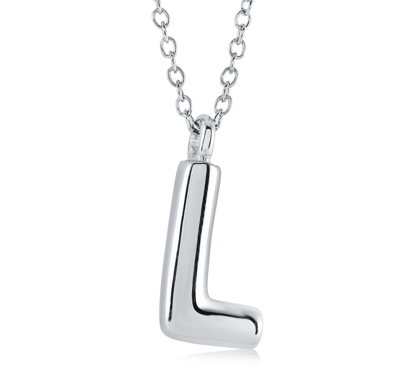 Stainless Steel Bubble Initial Letter "L" Necklace