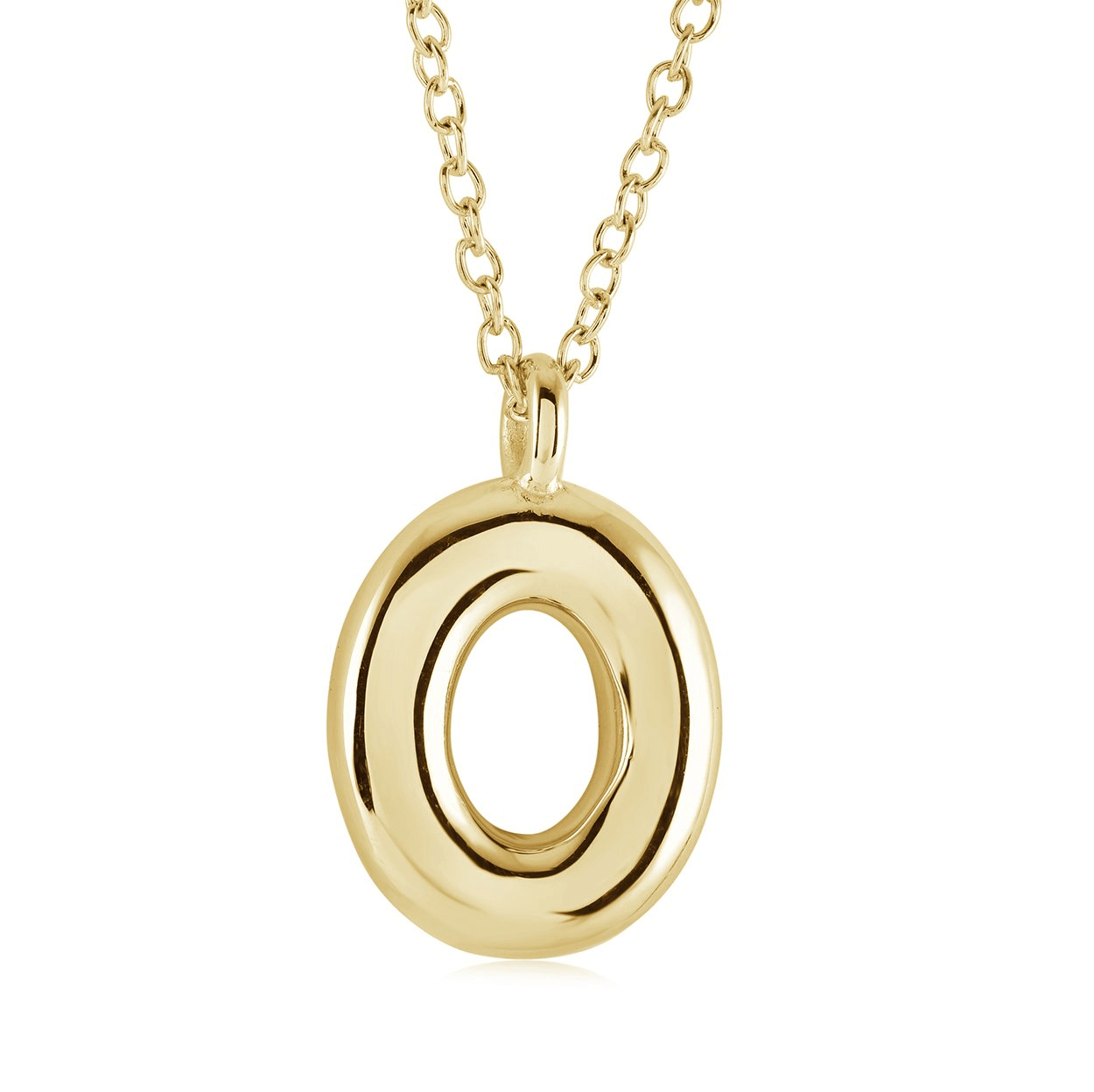 Stainless Steel Gold Plated Bubble Initial Letter "O" Necklace
