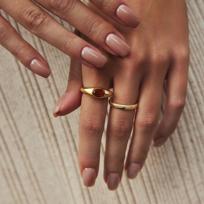 14K Yellow Gold Plated Solar Orange Nano Gemstone Ring by Ania Haie