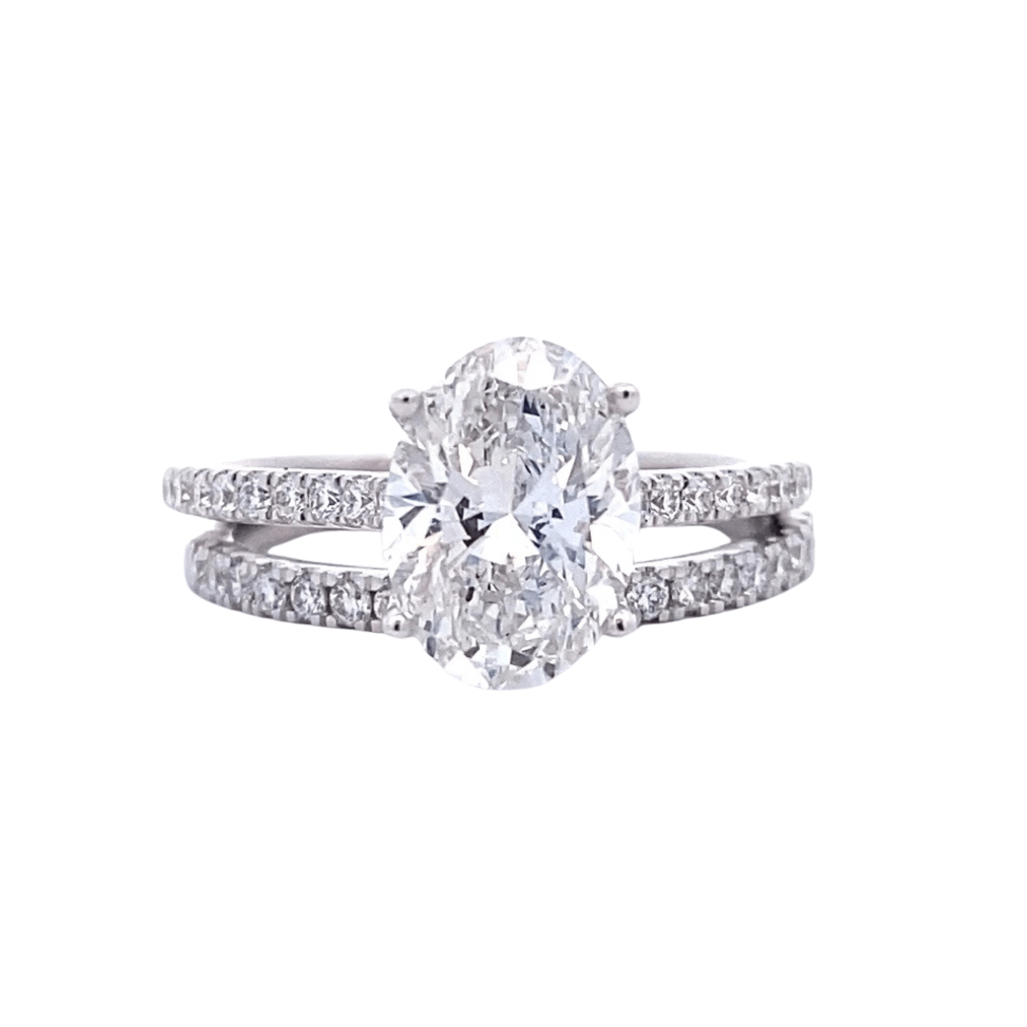 14K White Gold 2.60CTW Lab-Grown Oval Diamond Wedding Ring Set