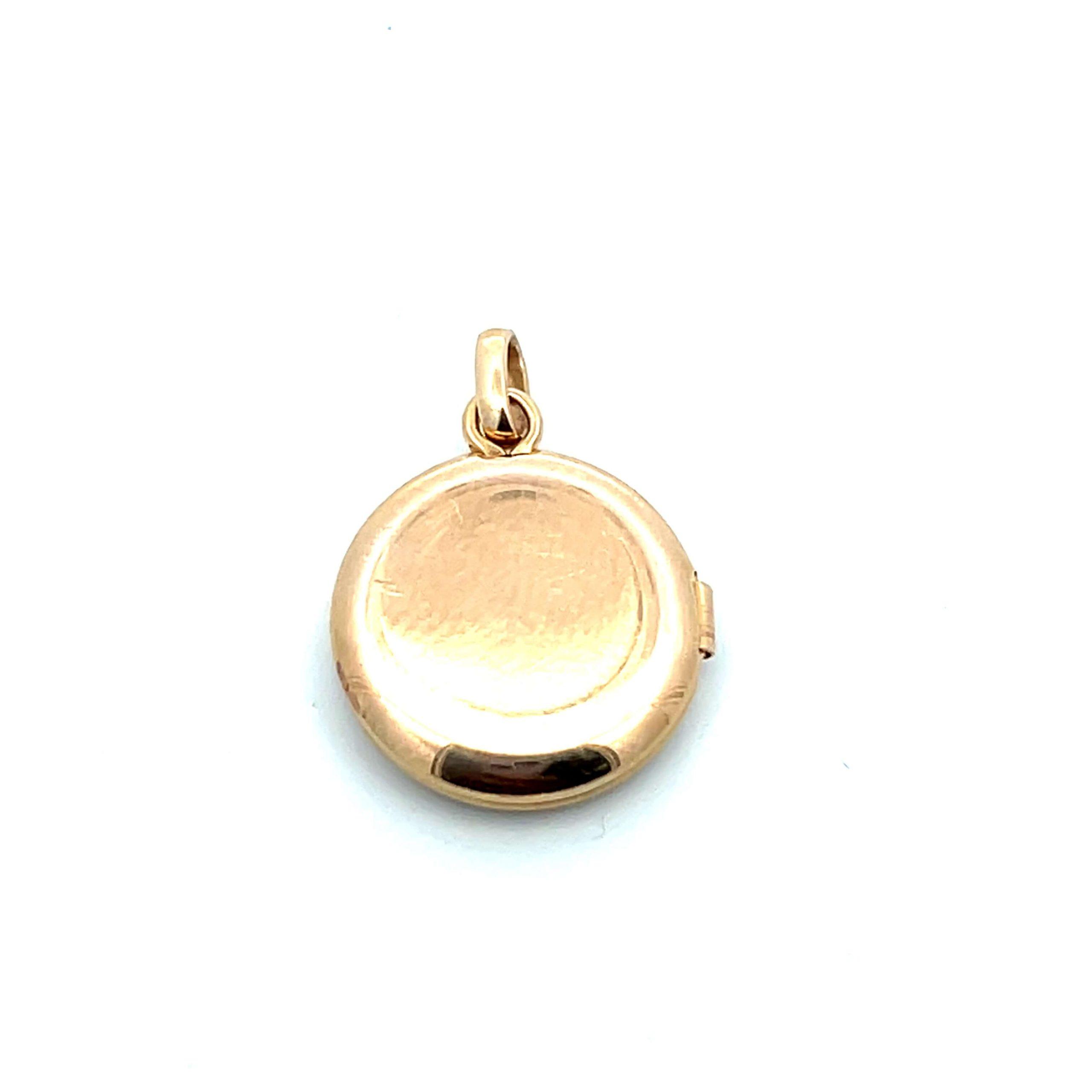 Estate 14K Yellow Gold Diamond Locket Necklace