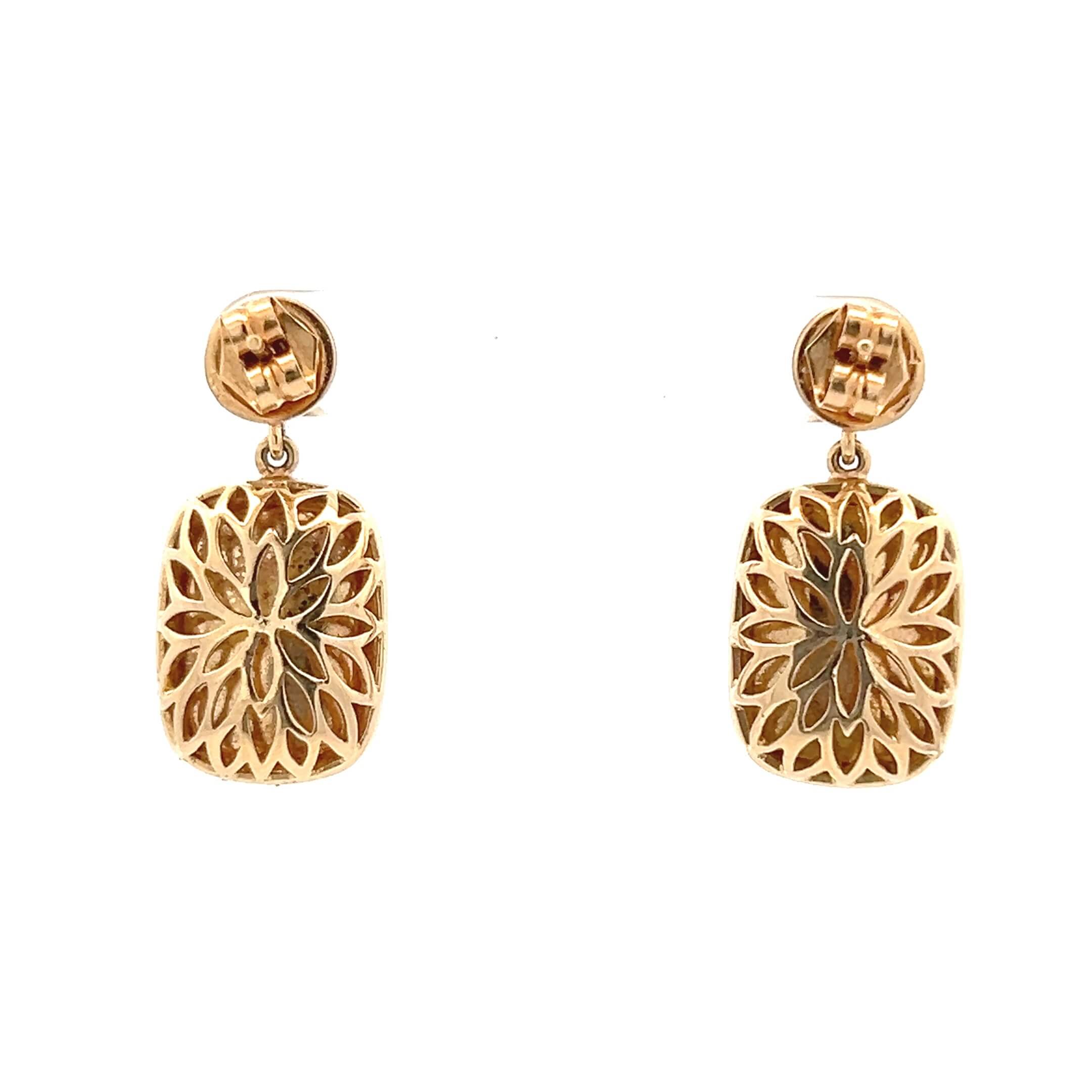 Estate 18K Yellow Gold 18.98ctw Cabochon Emerald & Diamond Drop Earrings