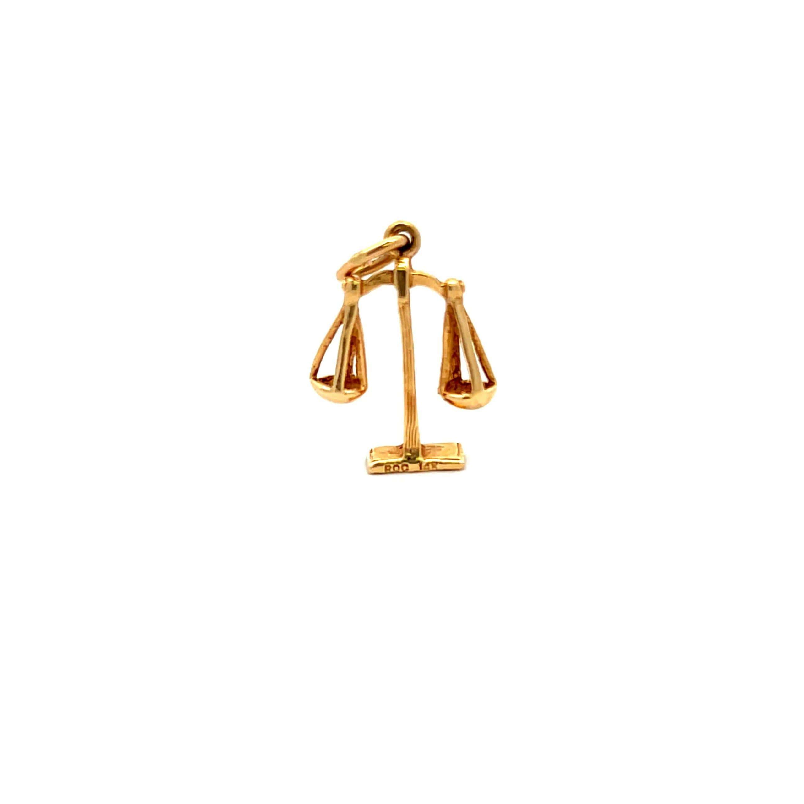 Estate 14K Scales of Justice Charm Pendant