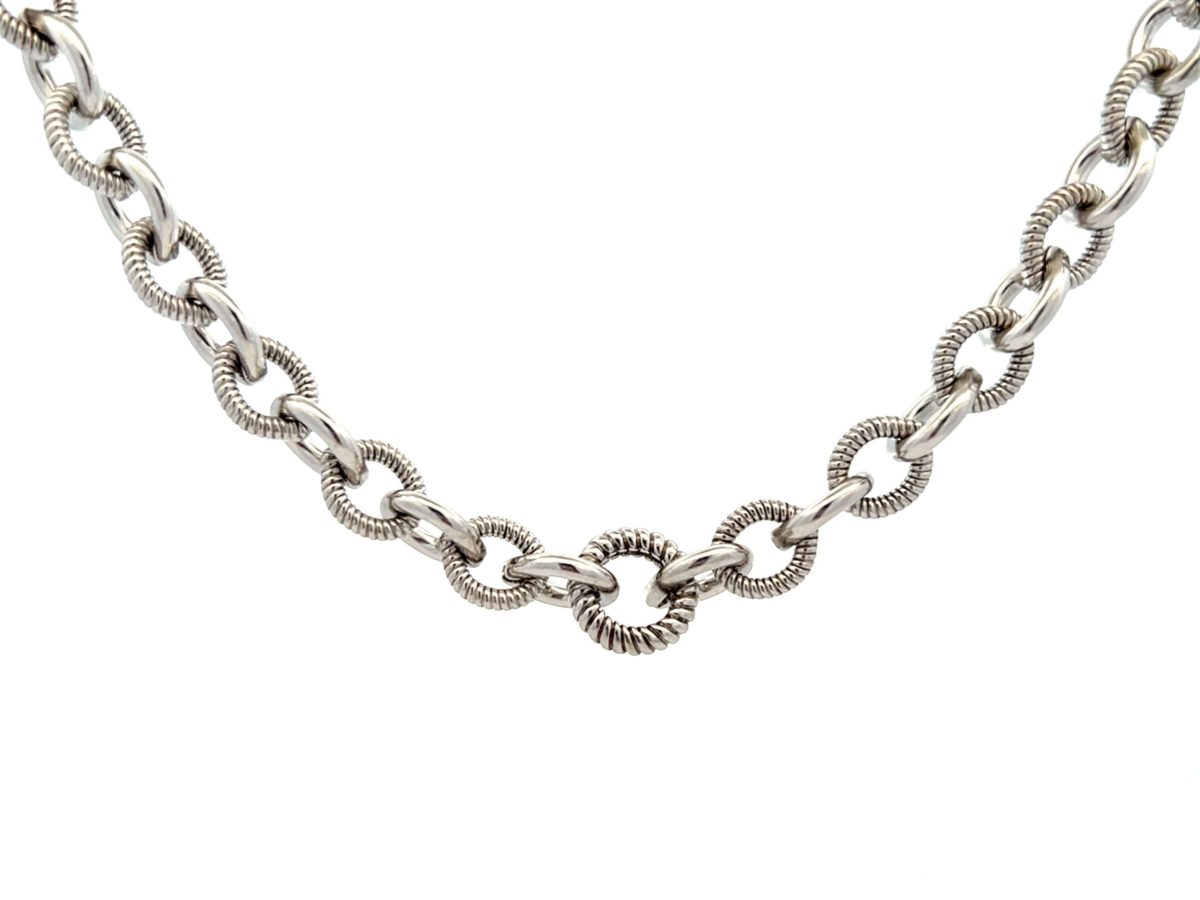 ticktack品 Necklace 50cm +アジャスター Estate Judith Ripka Sterling Silver Textured Chunky Link Necklace