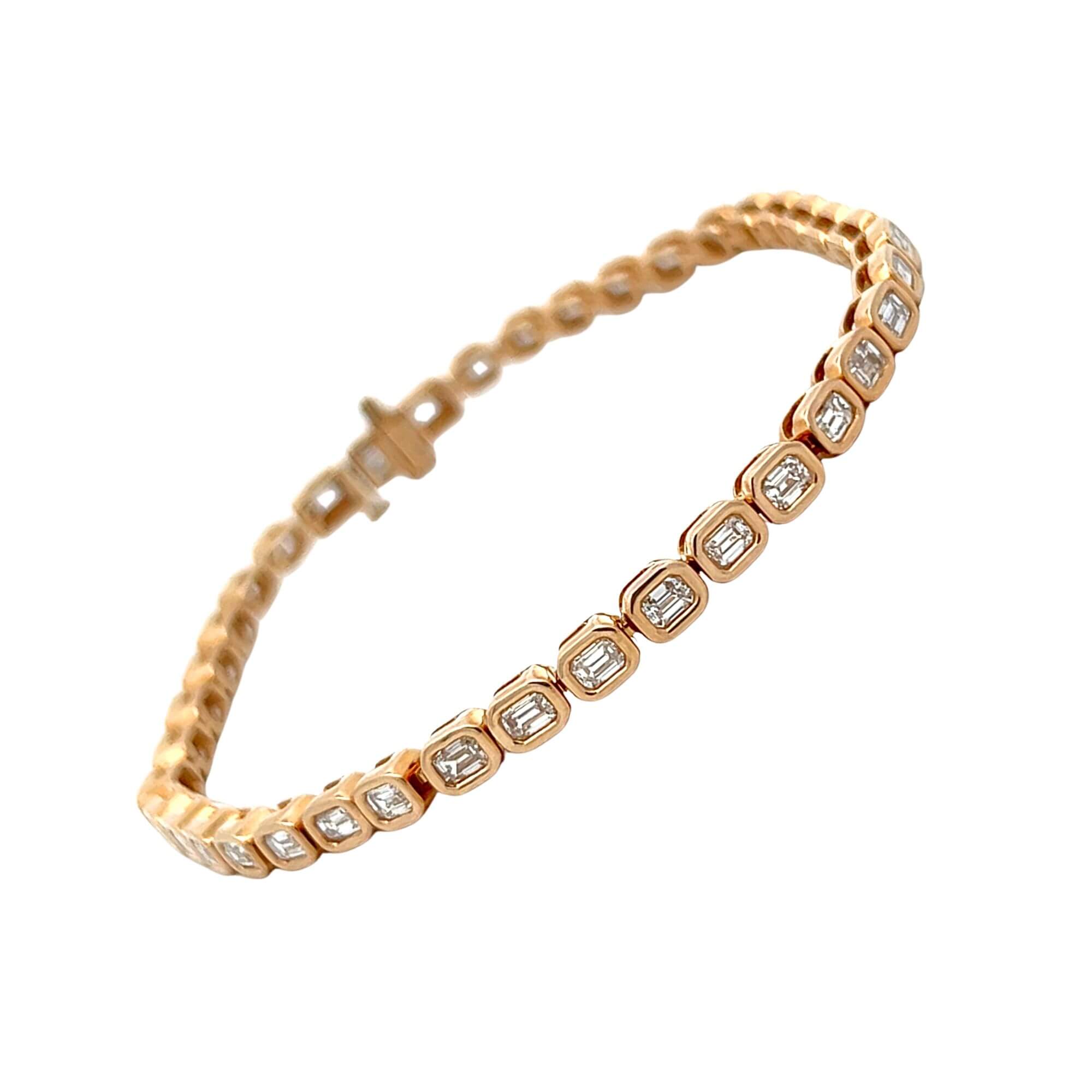 10K Yellow Gold 3.50ctw Emerald-Cut Lab Diamond Tennis Bracelet