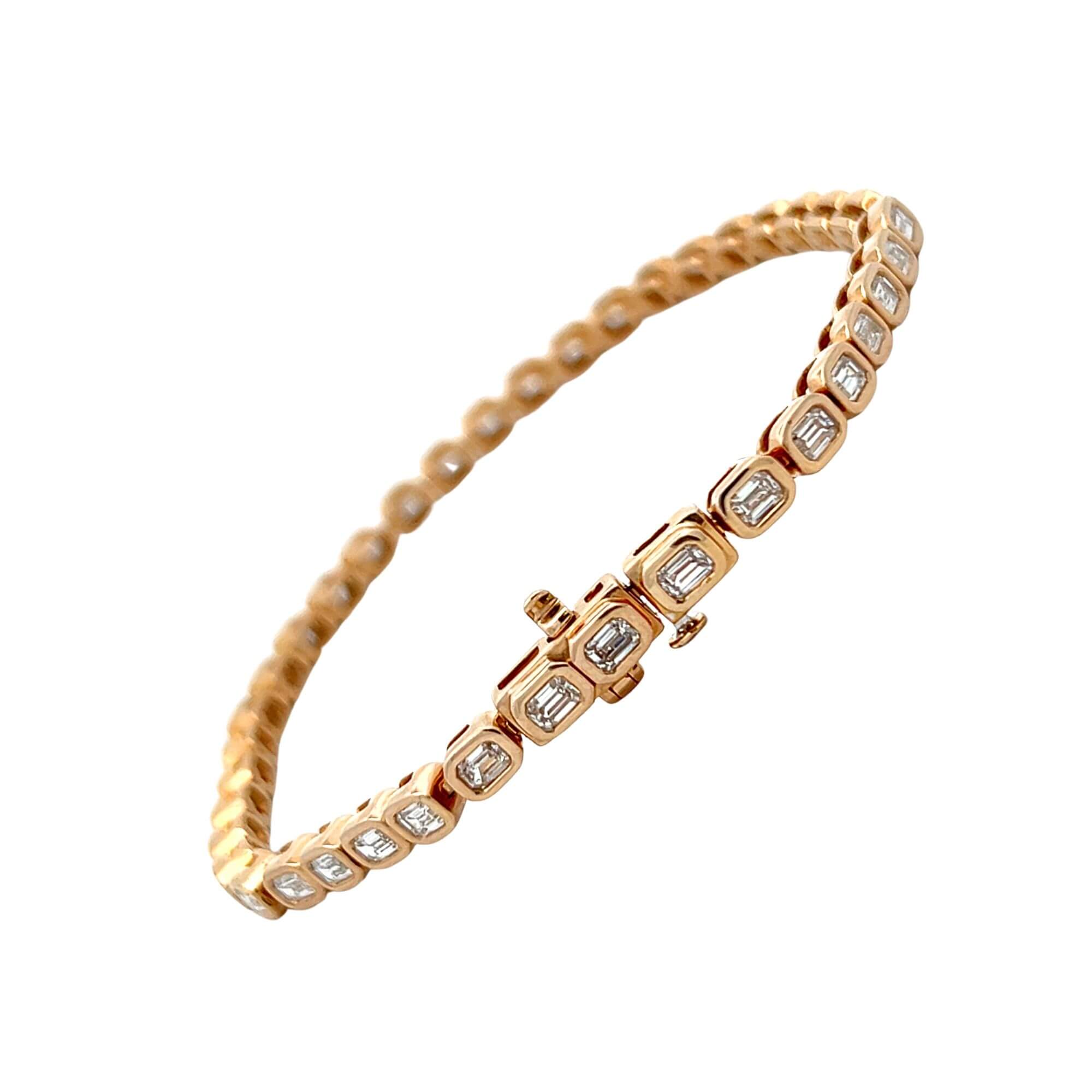 10K Yellow Gold 3.50ctw Emerald-Cut Lab Diamond Tennis Bracelet