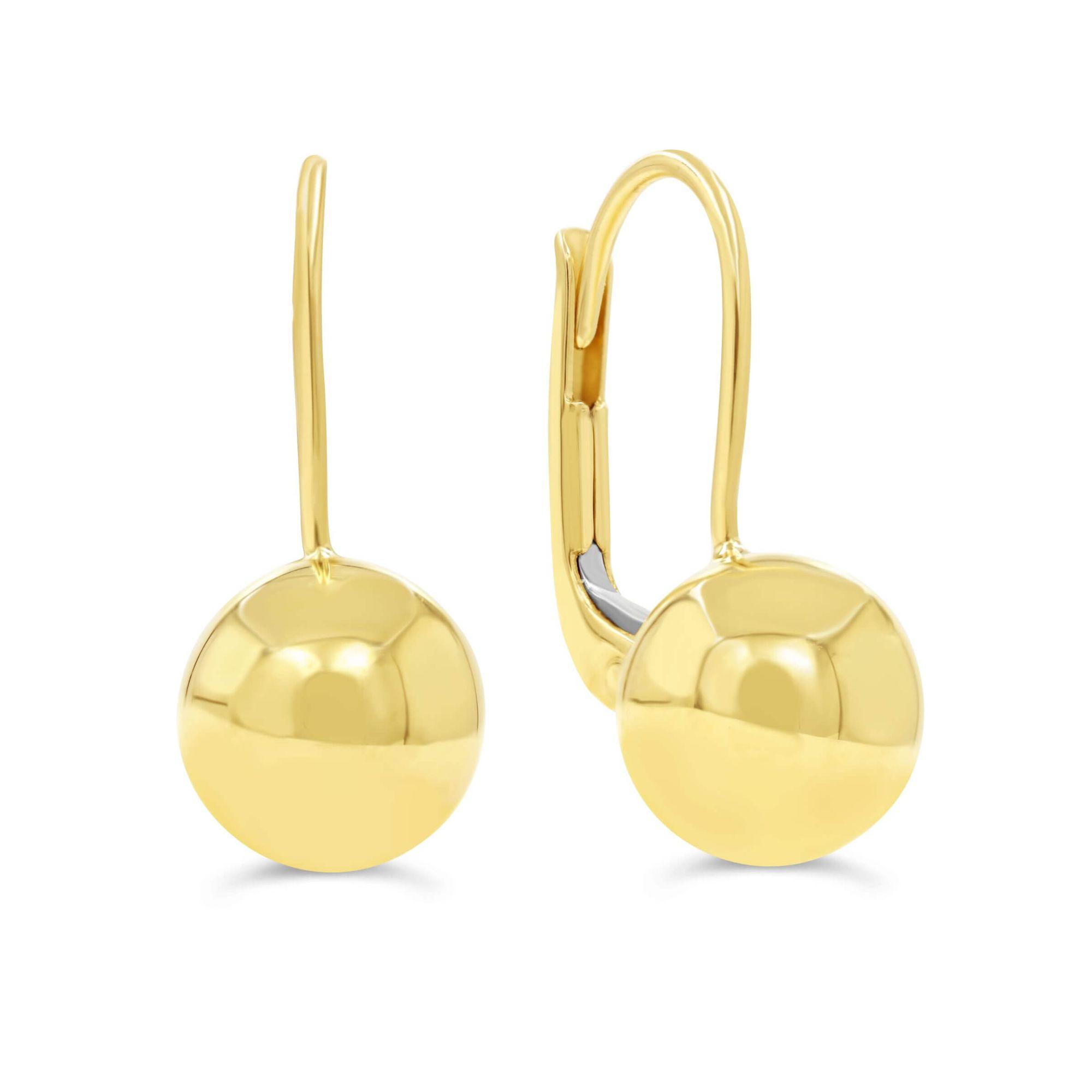 10K Yellow Gold Polished Ball Drop Earrings
