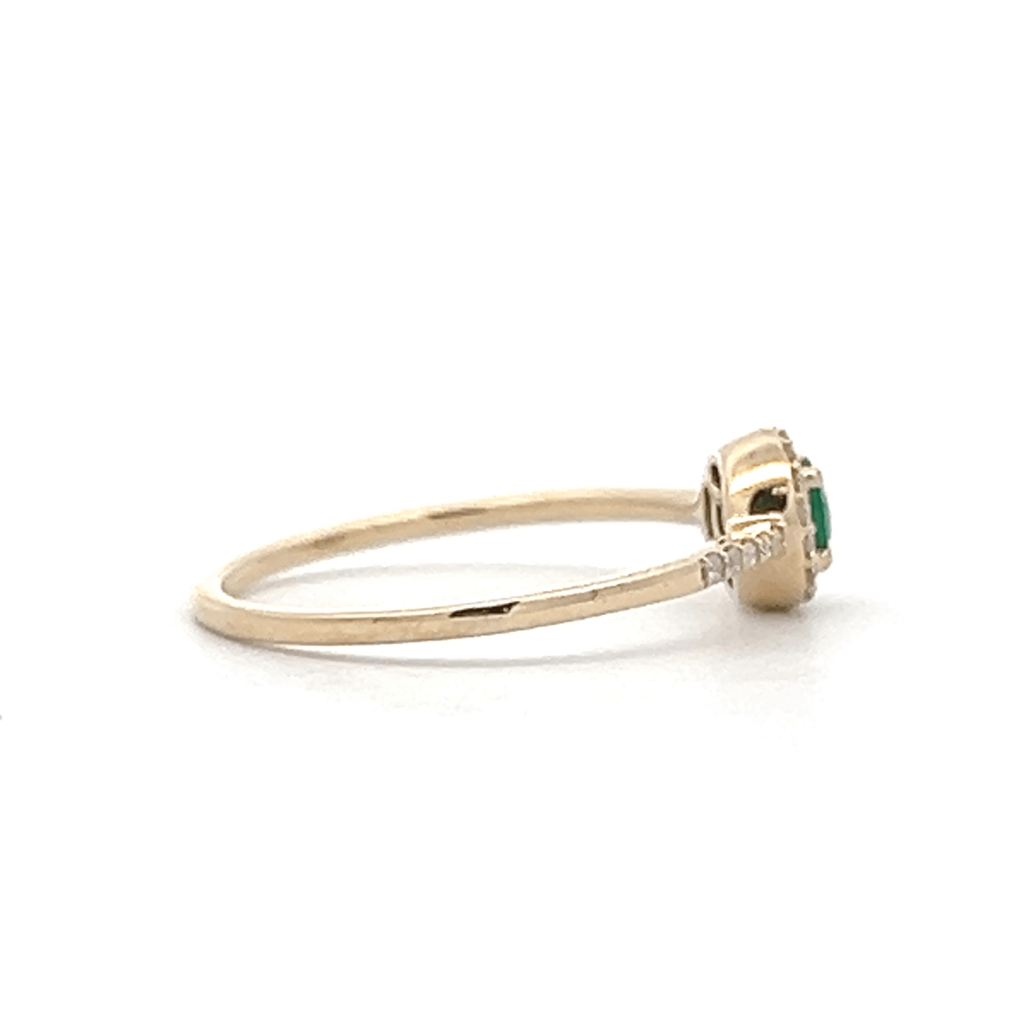 14K Yellow Gold 0.35ctw Emerald & Diamond Halo Ring by Samuel B.