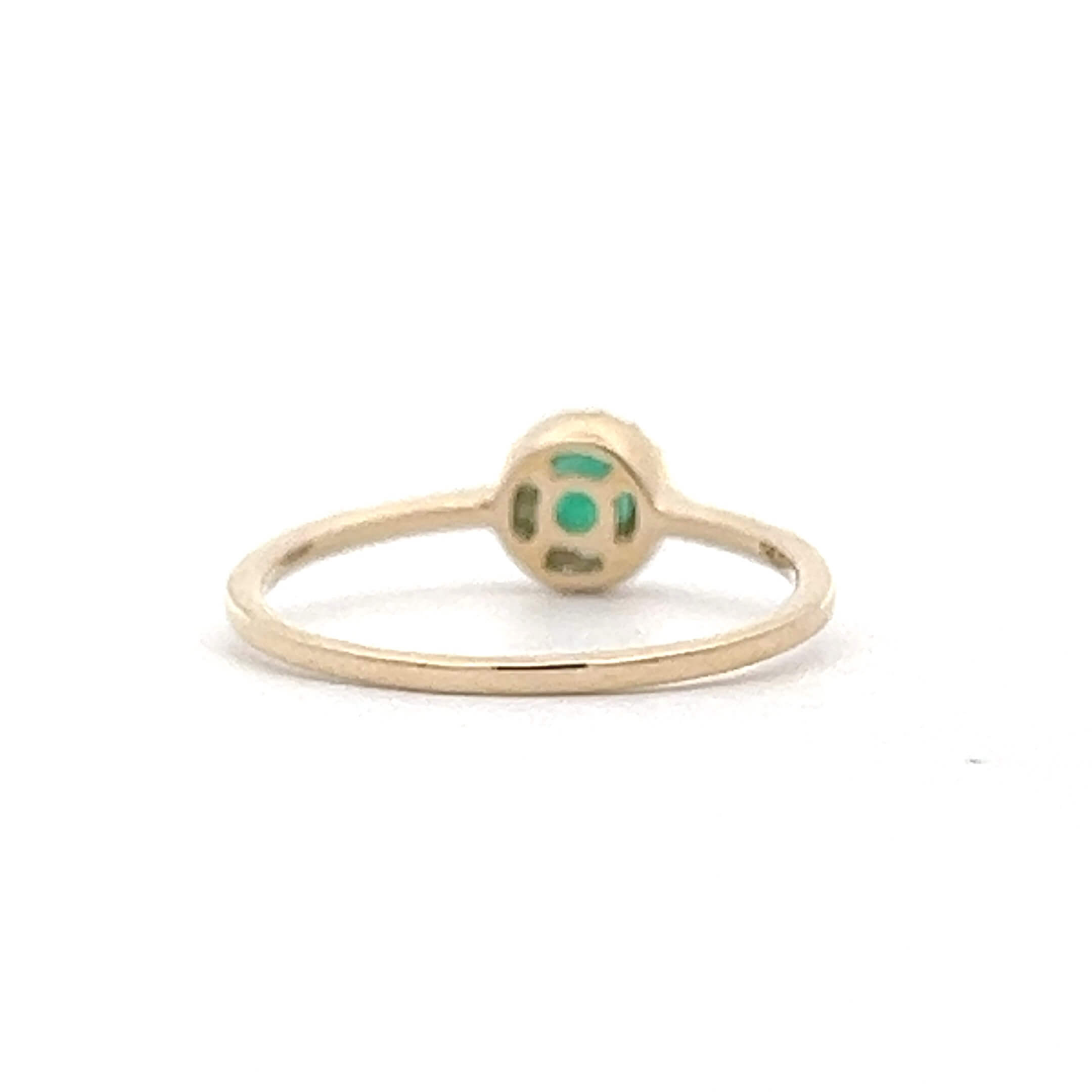 14K Yellow Gold 0.35ctw Emerald & Diamond Halo Ring by Samuel B.