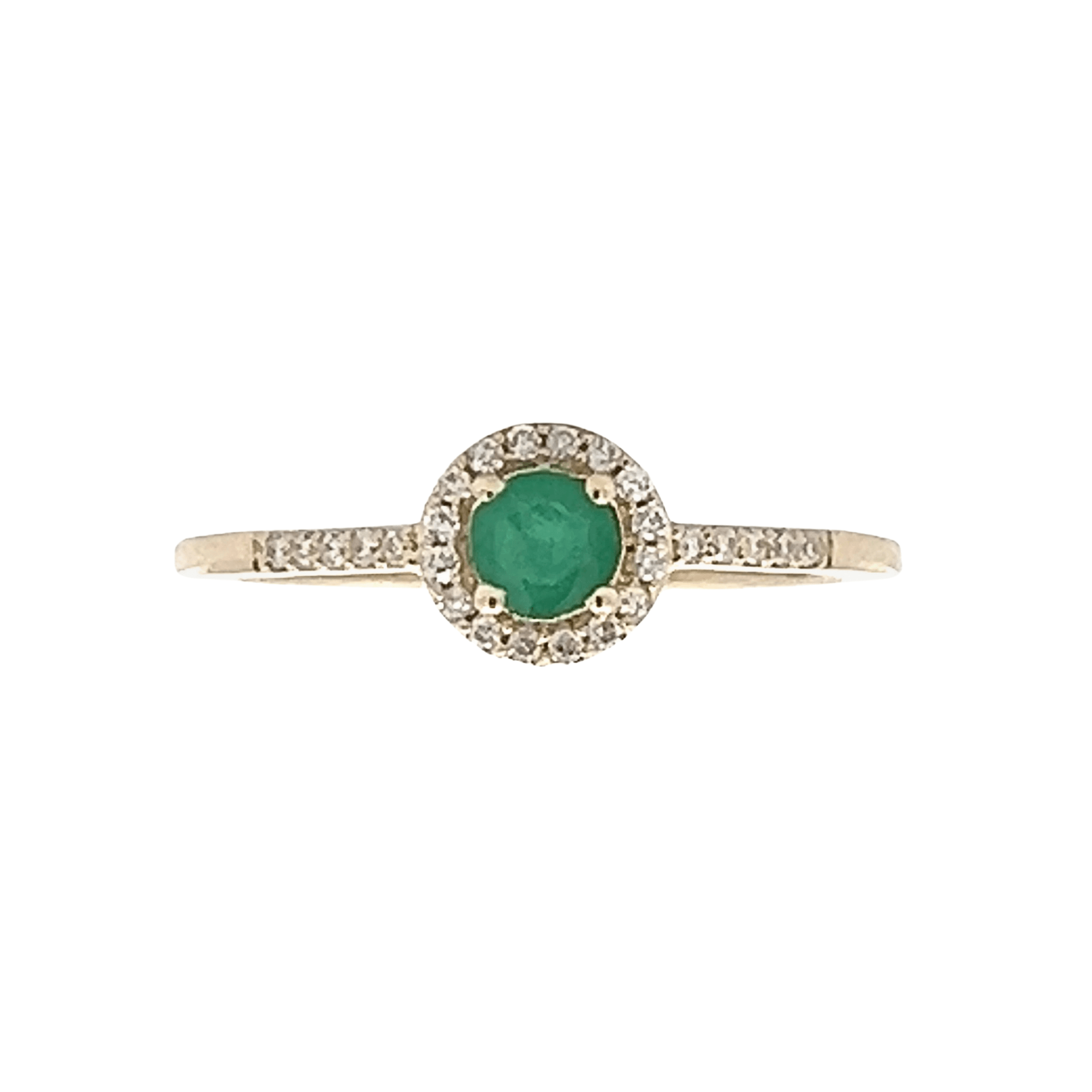 14K Yellow Gold 0.35ctw Emerald & Diamond Halo Ring by Samuel B.