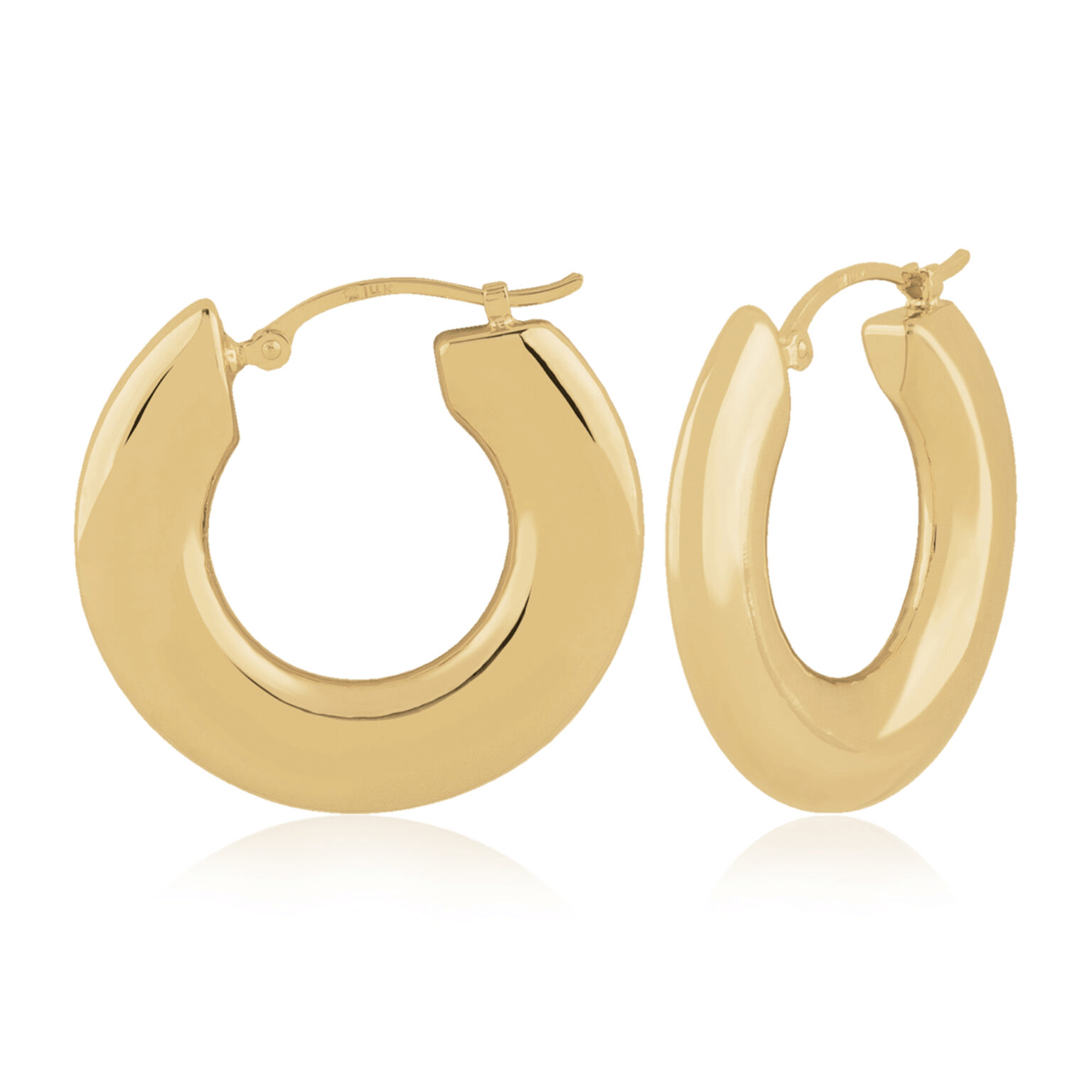 14K Yellow Gold Thick Hoop Earrings