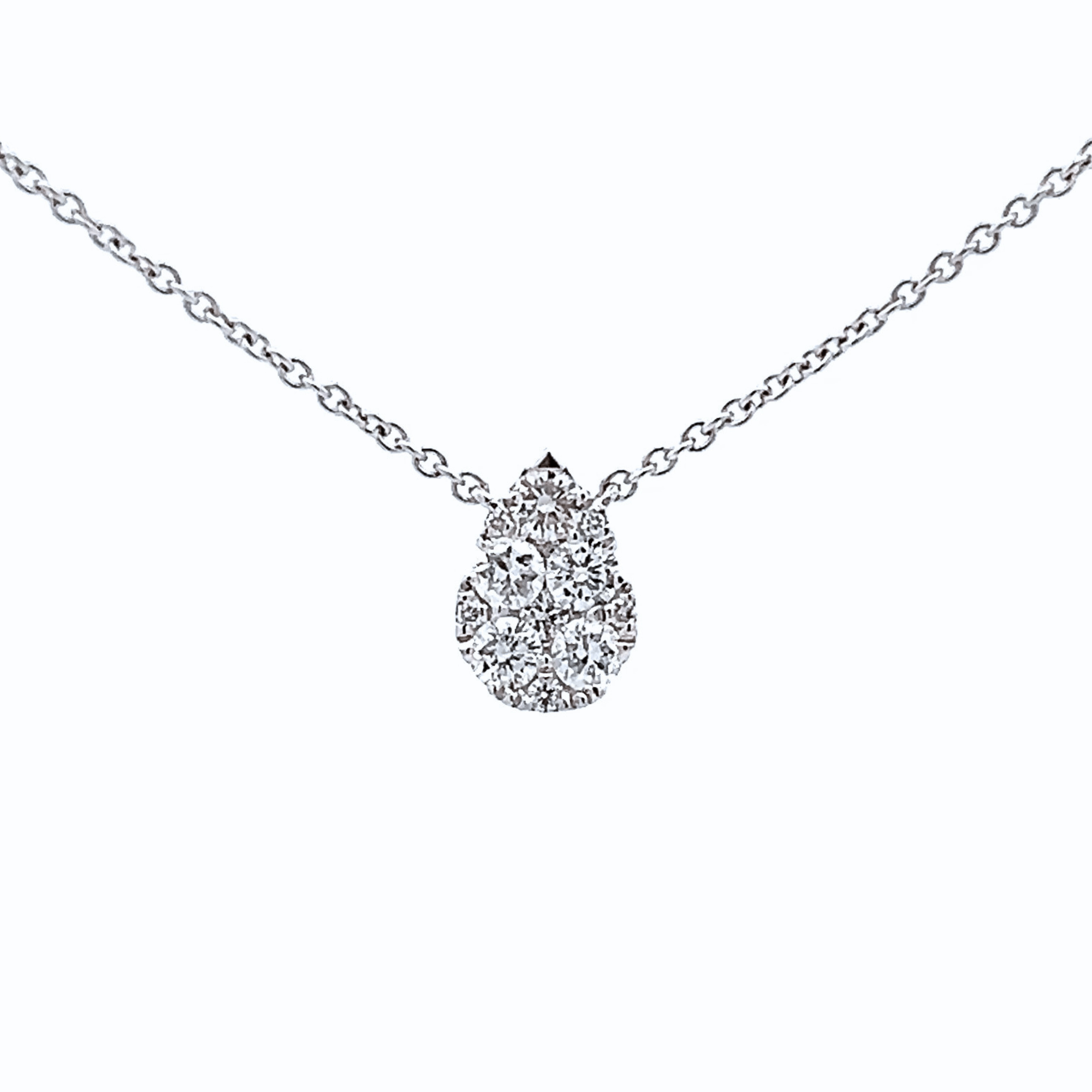 18K White Gold 0.41ctw Diamond Pear-Shaped Cluster Necklace