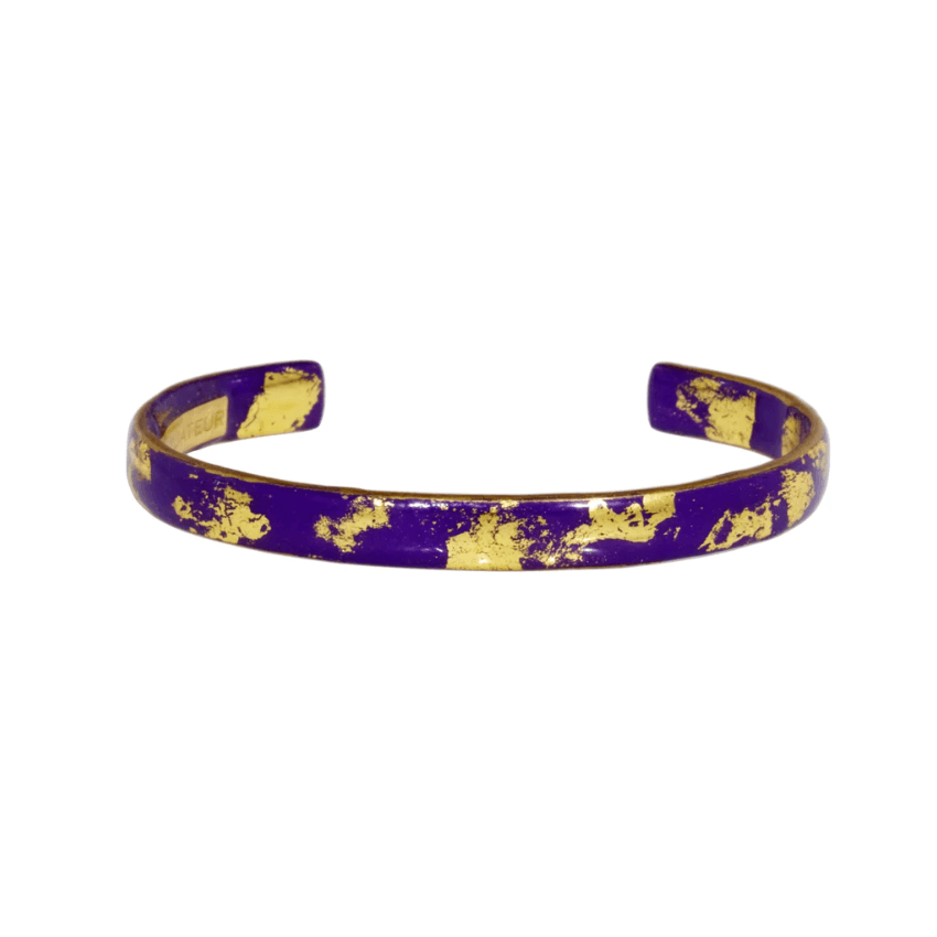 22K Gold Leaf Island Purple Enamel Cuff Bracelet by Evocateur