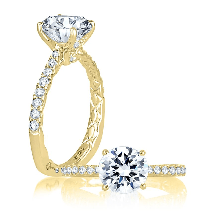 14K Yellow Gold 0.26CTW Diamond Euro-Shank Engagement Ring Mounting by A. JAFFE - Image 3