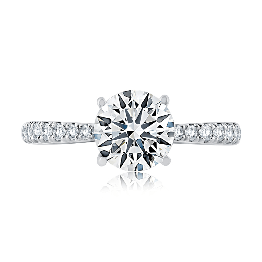 14K White Gold 0.26CTW Diamond Engagement Ring Setting by A. JAFFE