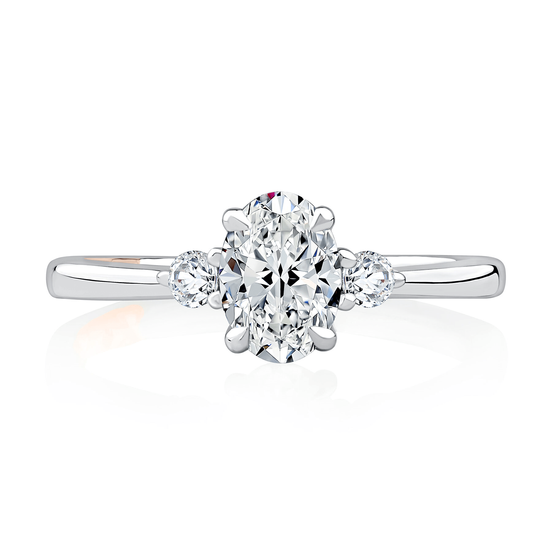14K White Gold 0.11CTW Diamond Three-Stone Engagement Ring Mounting by A. JAFFE