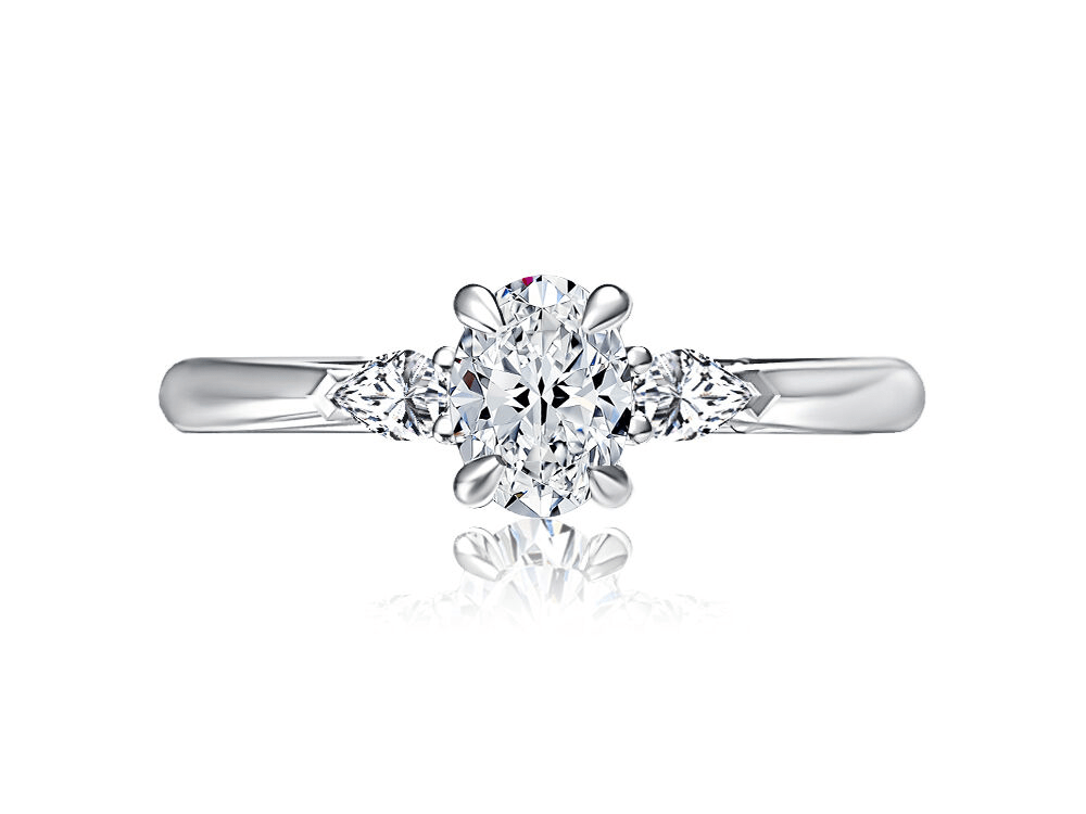18K White Gold 0.17CTW Diamond Three-Stone Engagement Ring Setting by A. JAFFEhttps