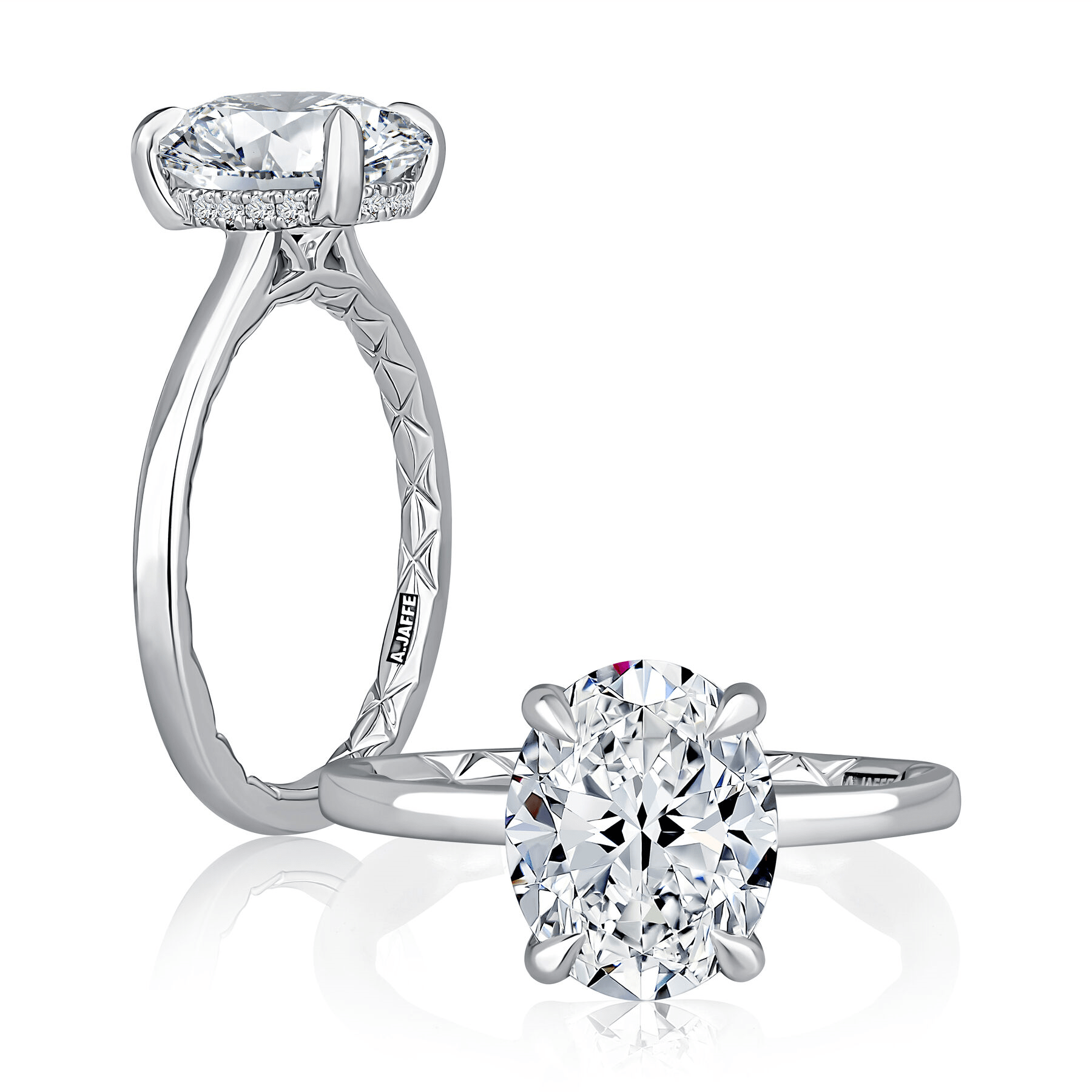 18K White Gold 0.06CTW Diamond Engagement Ring Setting by A. JAFFE - Image 3