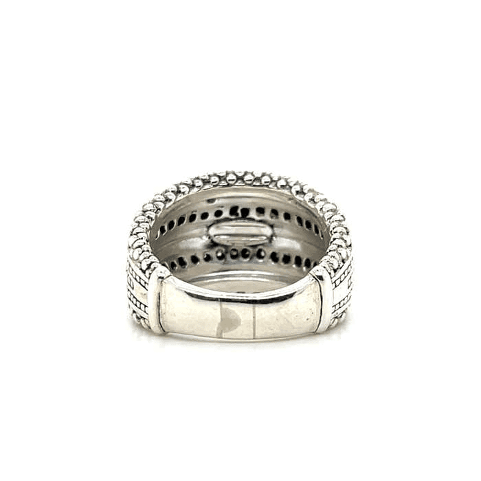 Estate 18K & SS 0.50ctw Diamond Lagos Caviar Ring