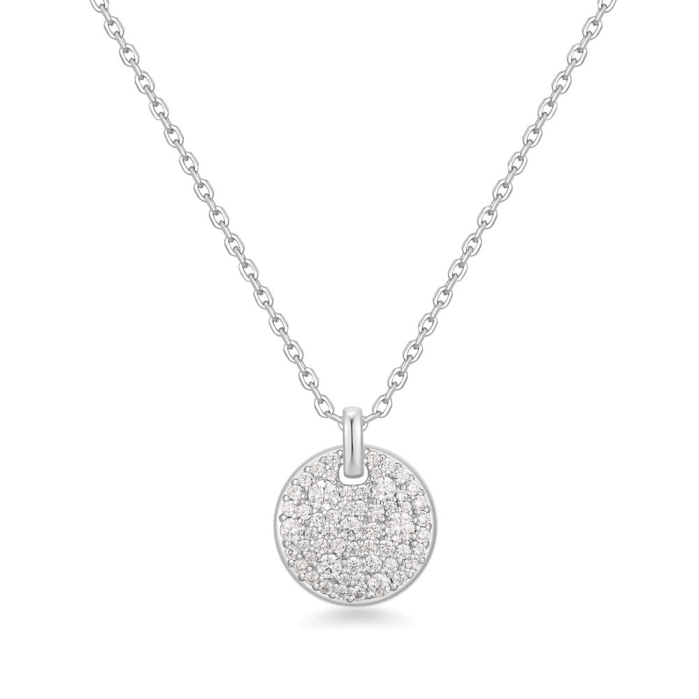Sterling Silver Cubic Zirconia Pave Cluster Disc Necklace by Ania Haie