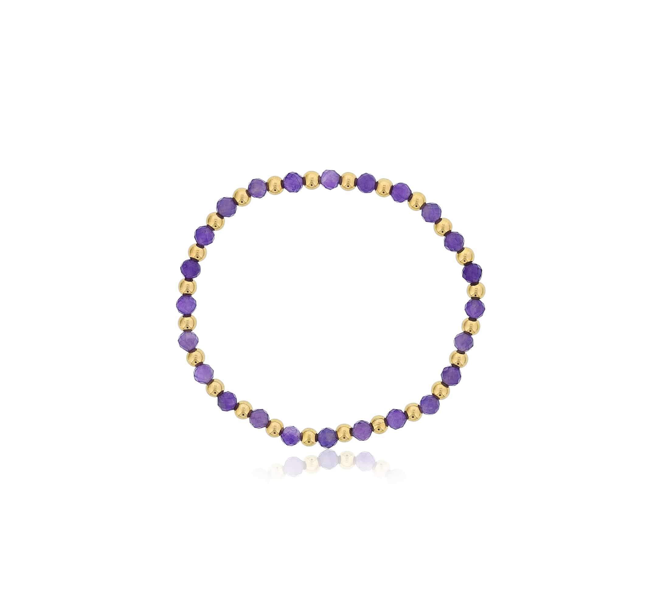 4MM Amethyst & Gold-Filled Bead Stretch Bracelet by Dee Berkley