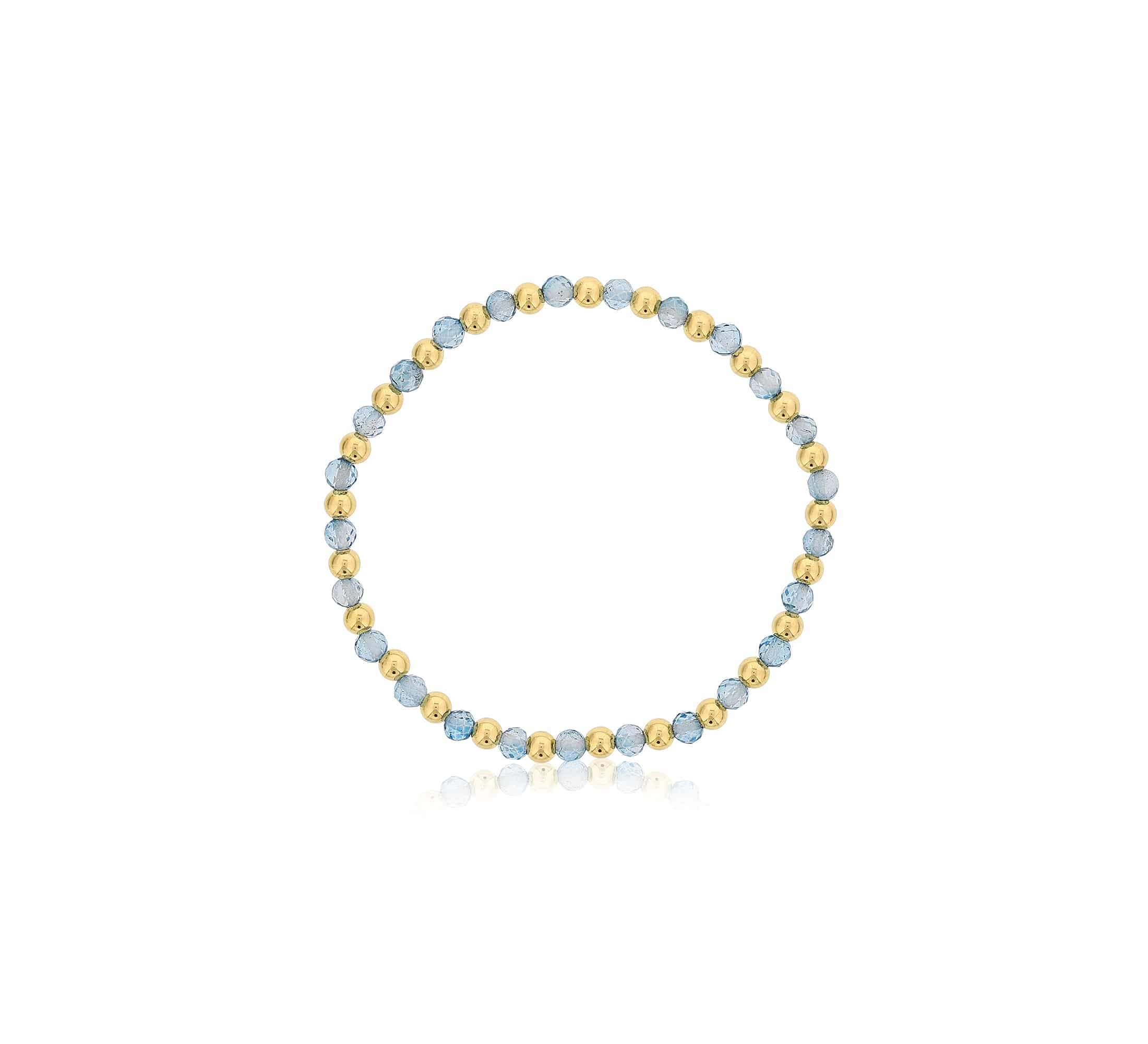 4MM Blue Topaz & Gold-Filled Bead Stretch Bracelet by Dee Berkley
