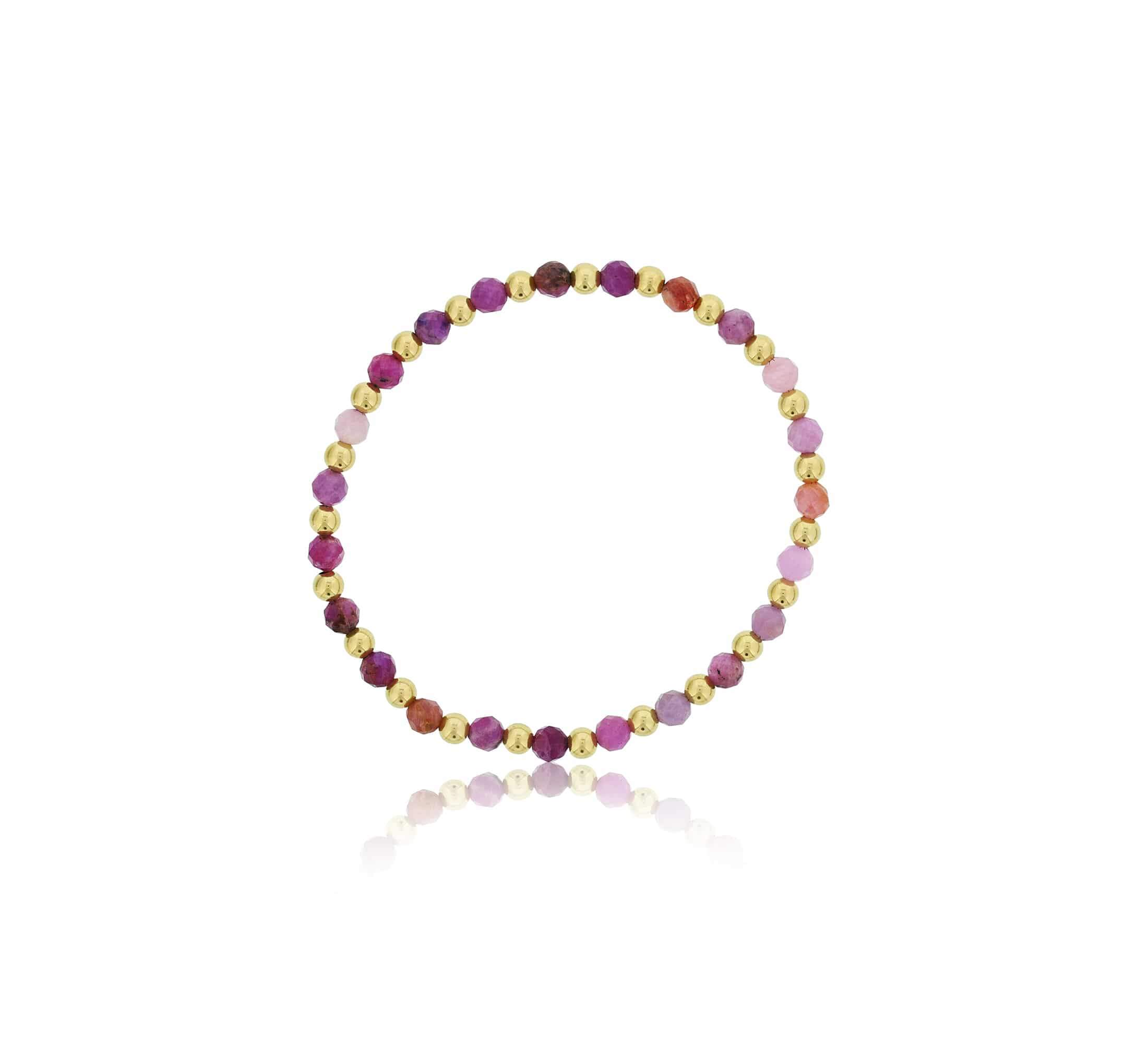 4MM Ruby & Gold-Filled Bead Stretch Bracelet by Dee Berkley